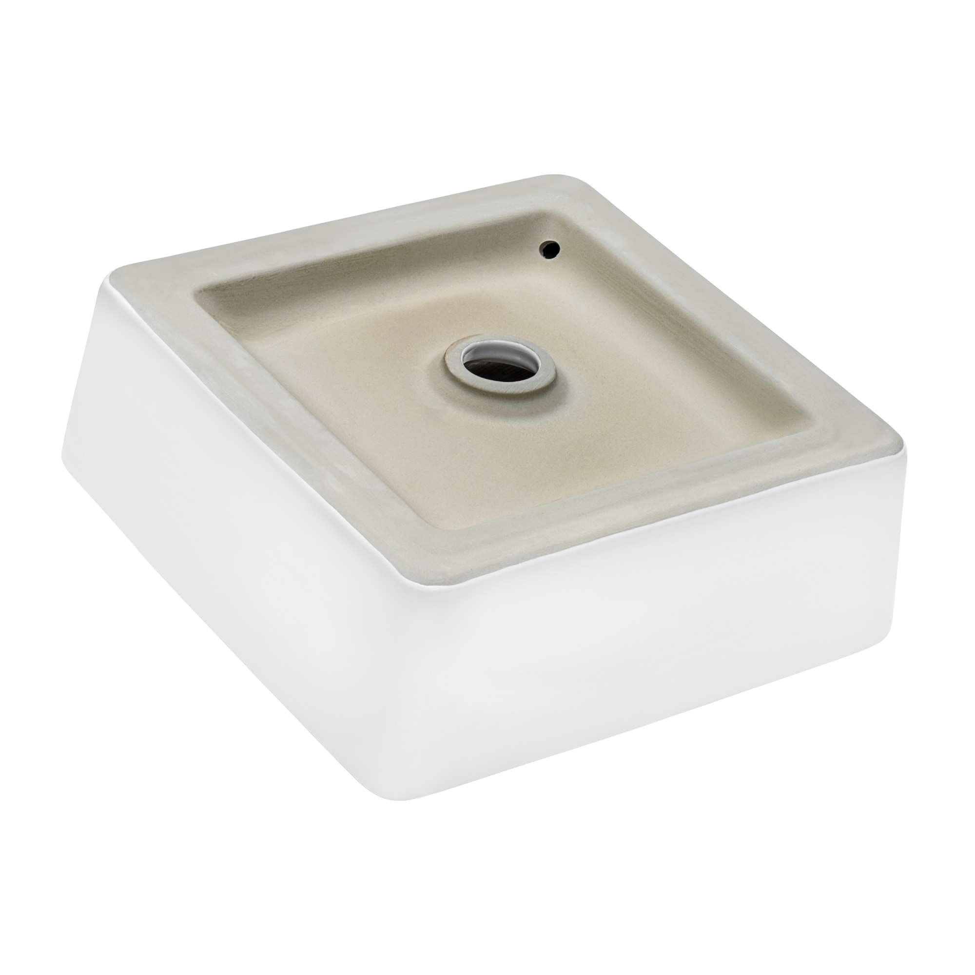 Ruvati Vista Ceramic Vessel Square Modern White Bathroom Sink (15.5-in ...