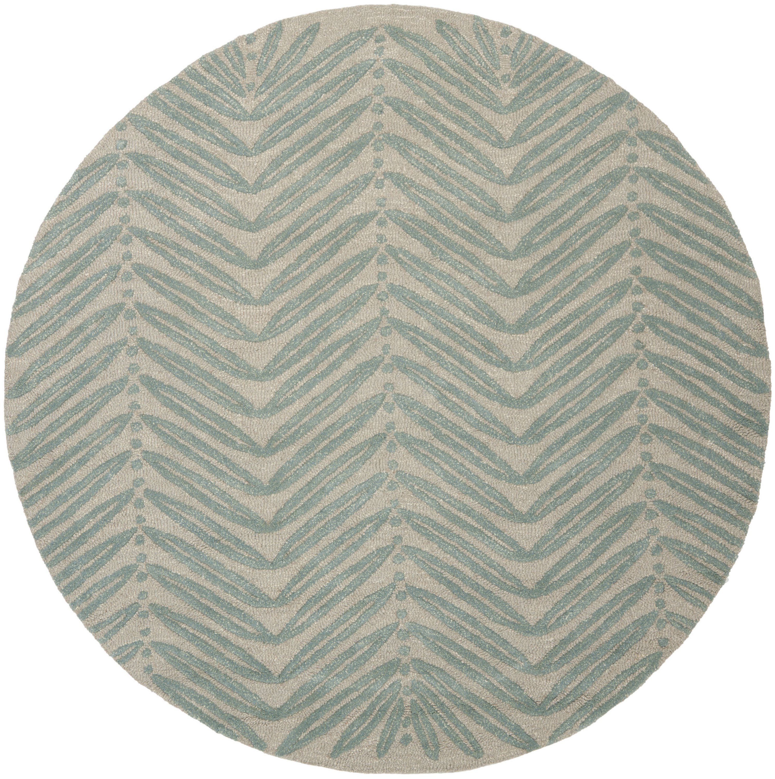 Martha Stewart MSR3612C-6R Chevron Leaves 6 x 6 (ft) Tufted Synthetic Blue Fir Round Indoor Chevron Area rug