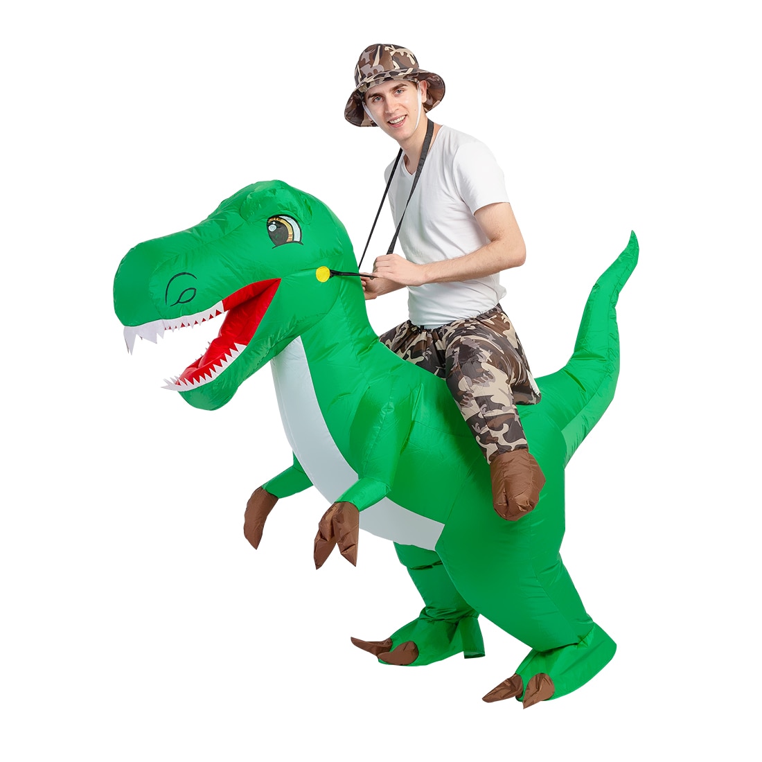 GOOSH DJ-FZ-80323-63  63 inch Dinosaur Costumes for Adults, Halloween Costume Inflatable Dinosaur Costume Adult Women Man Funny Blow Up Dinosaur Costume Adult Size for Halloween Party Cosplay