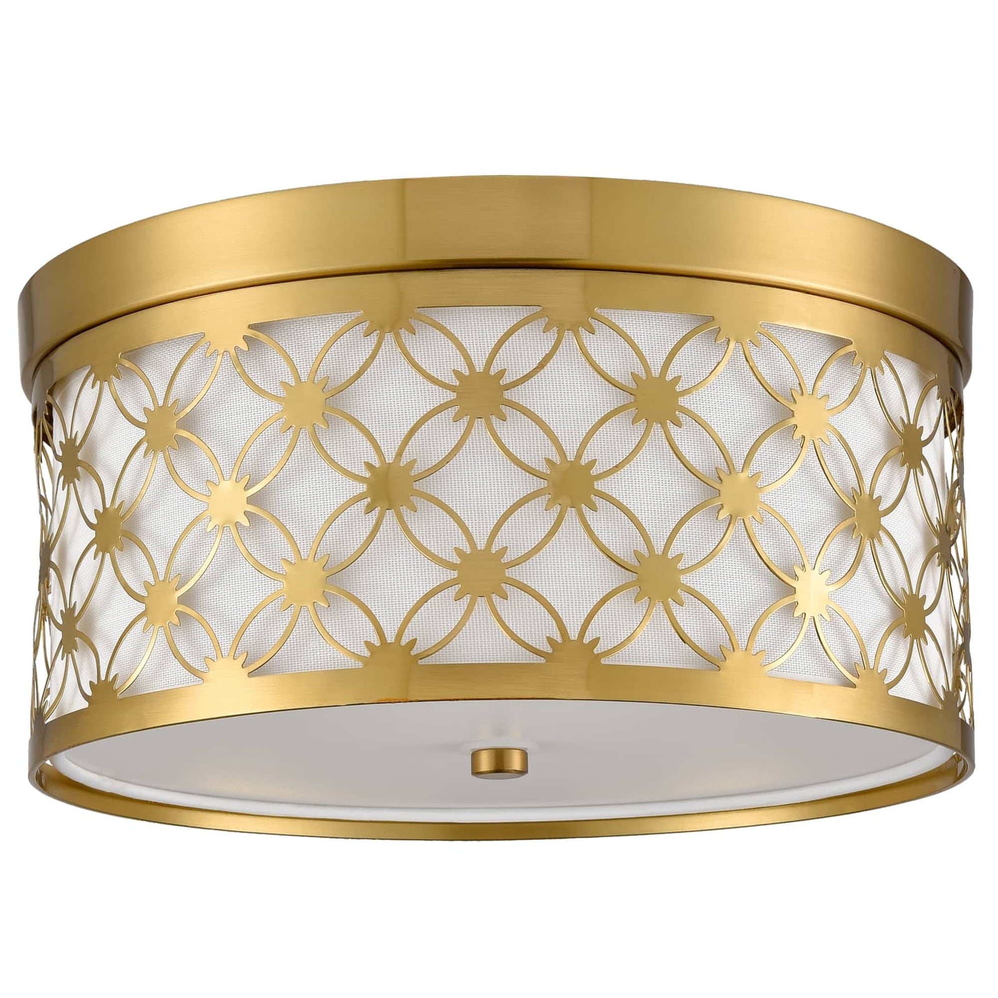 Claxy SH-T7219CU-J-M Fabric 1 -Light 14.7-in Brushed Gold Flush Mount Light