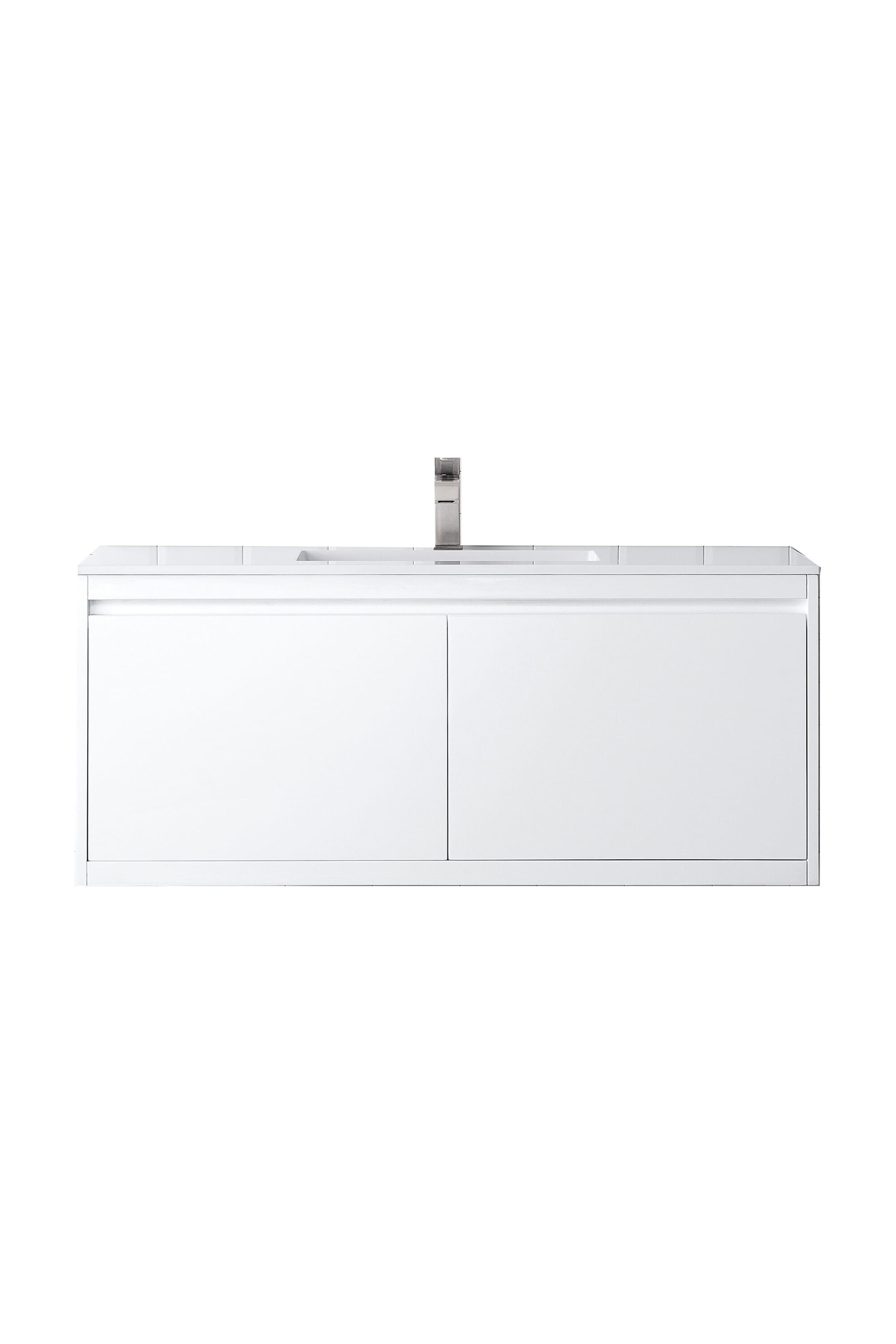 James Martin Vanities 805-V47.3-GW-GW Mantova 47-in Glossy White Single sink Floating Bathroom Vanity with Glossy White Engineered stone Top