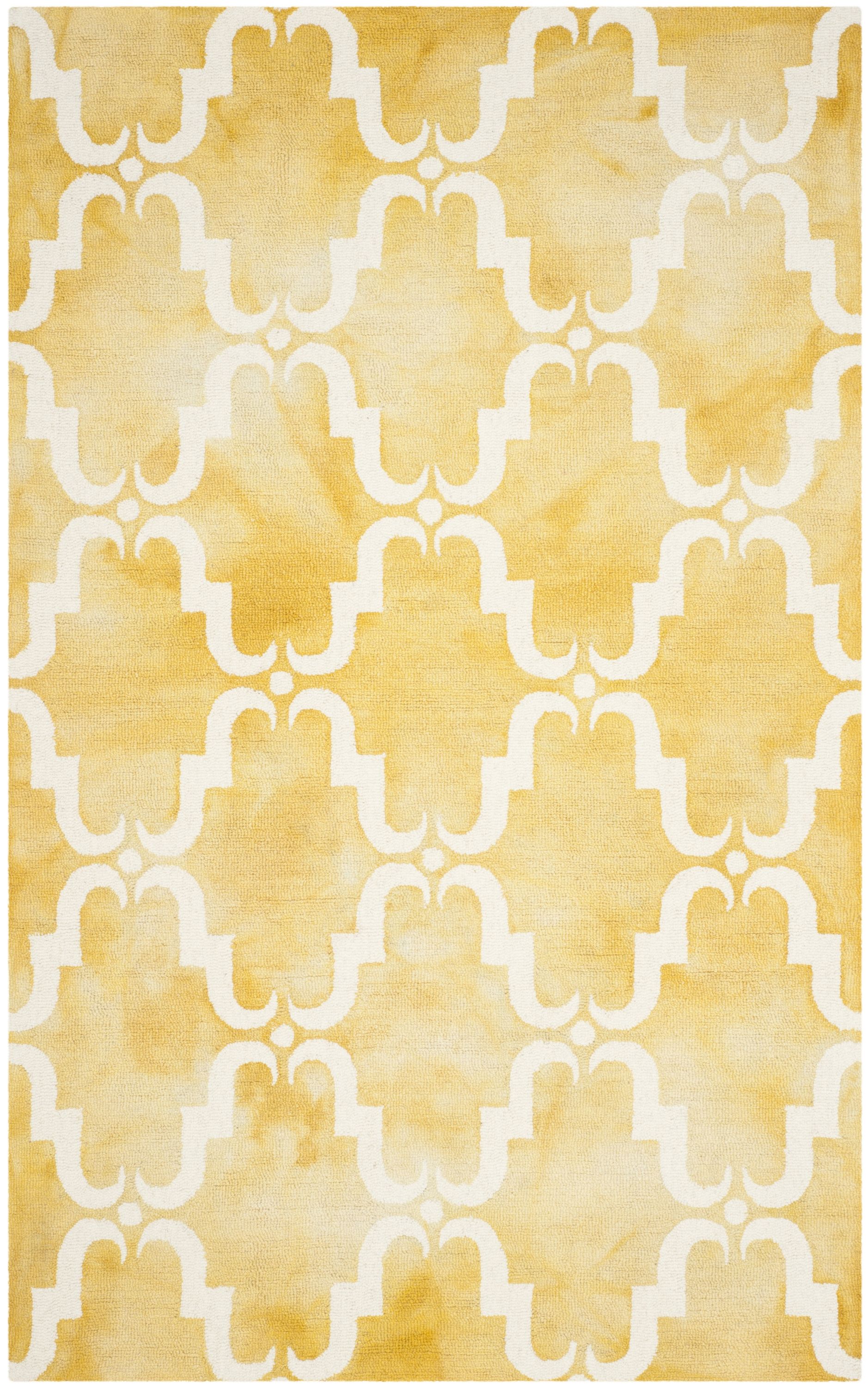 Safavieh DDY536H-6 Dip Dye Teri 6 x 9 (ft) Tufted Wool Gold/Ivory Rectangular Indoor Trellis Bohemian/Eclectic Area rug