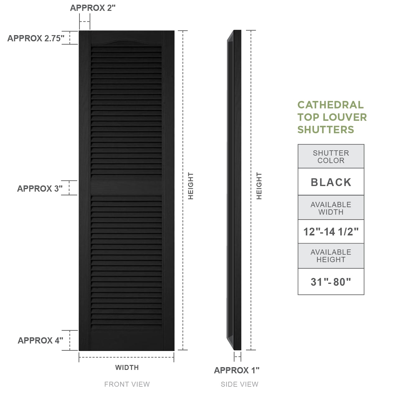 Ekena Millwork LL1S12X05200BL Exterior-Shutters - View #6