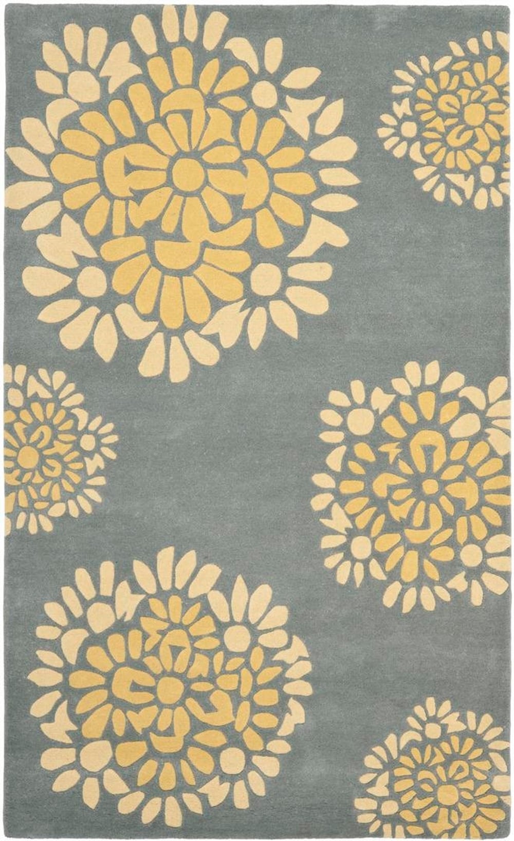 Martha Stewart MSR4730B-5 Petals 5 x 8 (ft) Tufted Wool Cement Rectangular Indoor Floral/Botanical Farmhouse/Cottage Area rug