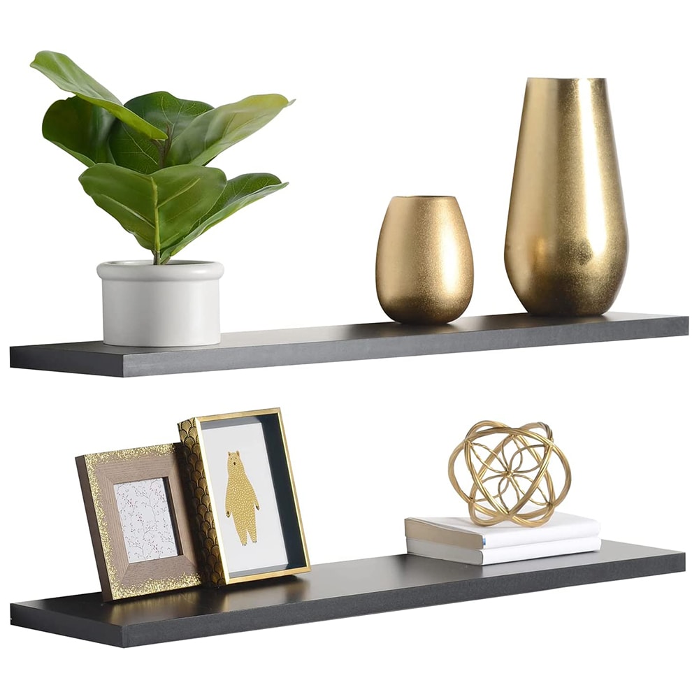 Delta Cycle & Home FS2090EB-2 36-Inches L x 8-Inches D x Black Wood Rectangular Floating shelf 2 Decorative Shelves