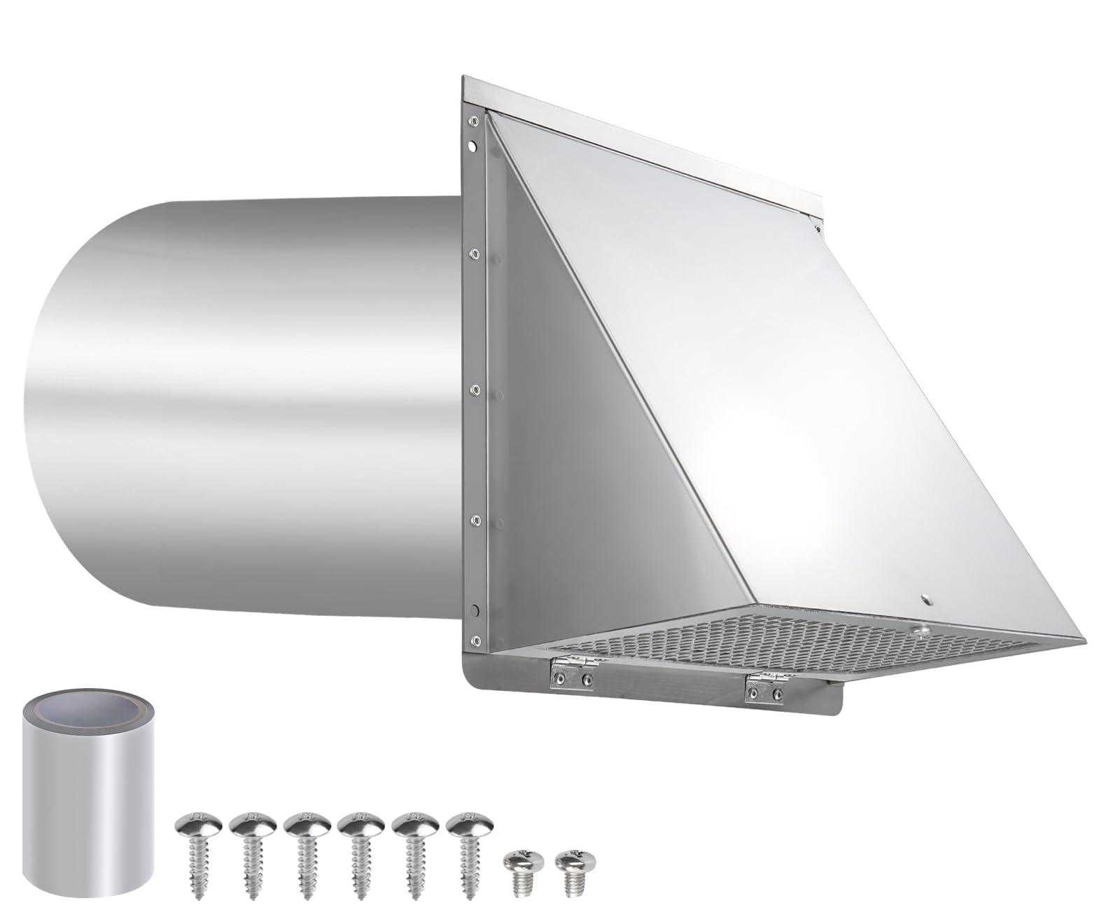 AOIZGMY  Dryer Vent Cover Outdoor 4 Inch Dryer Vent Cover Outside Exterior Hooded Wall Vent w Screen Damper Wall Mount Extractor Vent Cap Exhaust