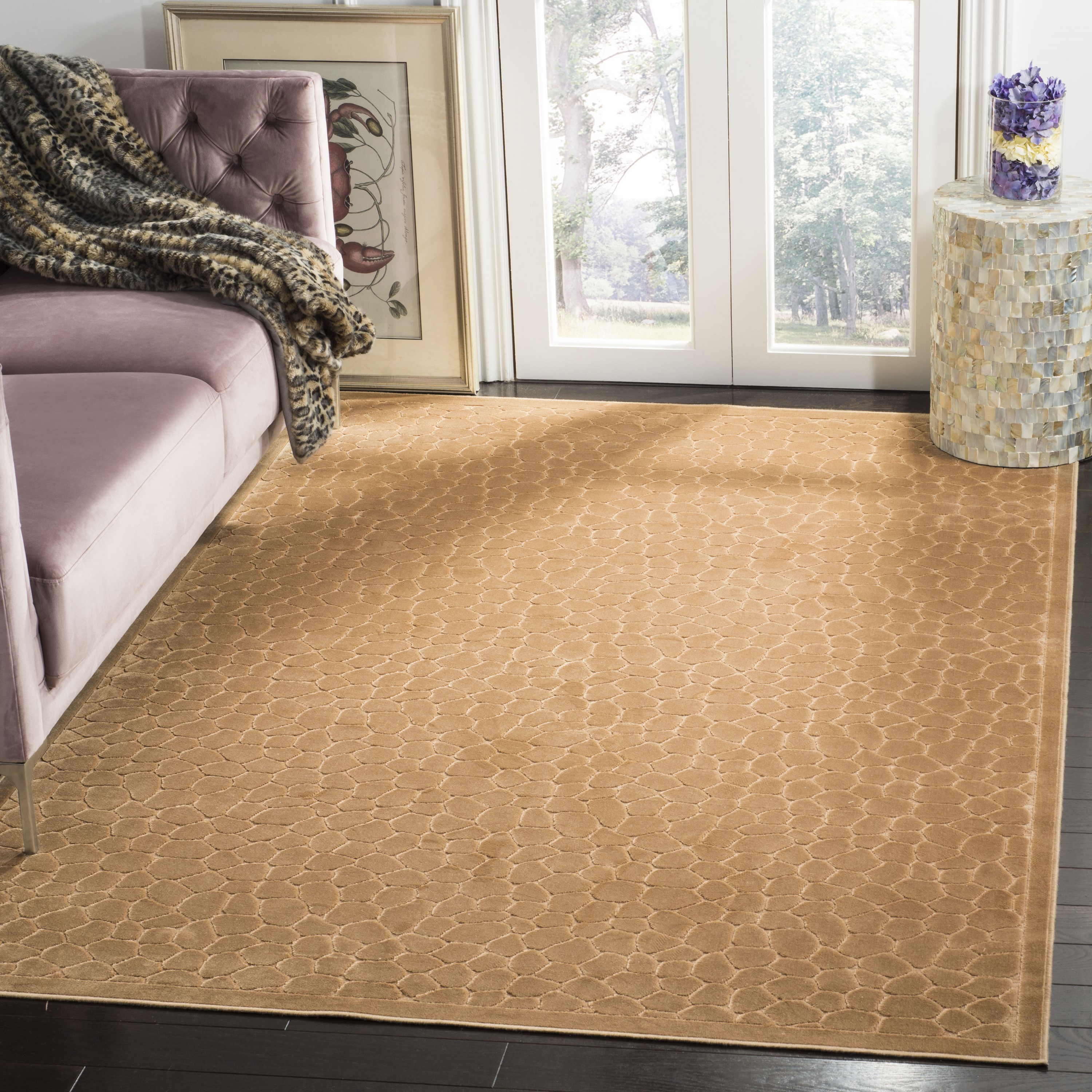 Martha Stewart MSR4432B-5 Reptilian 5 x 8 (ft) Tufted Synthetic Taupe Rectangular Indoor Abstract Farmhouse/Cottage Area rug
