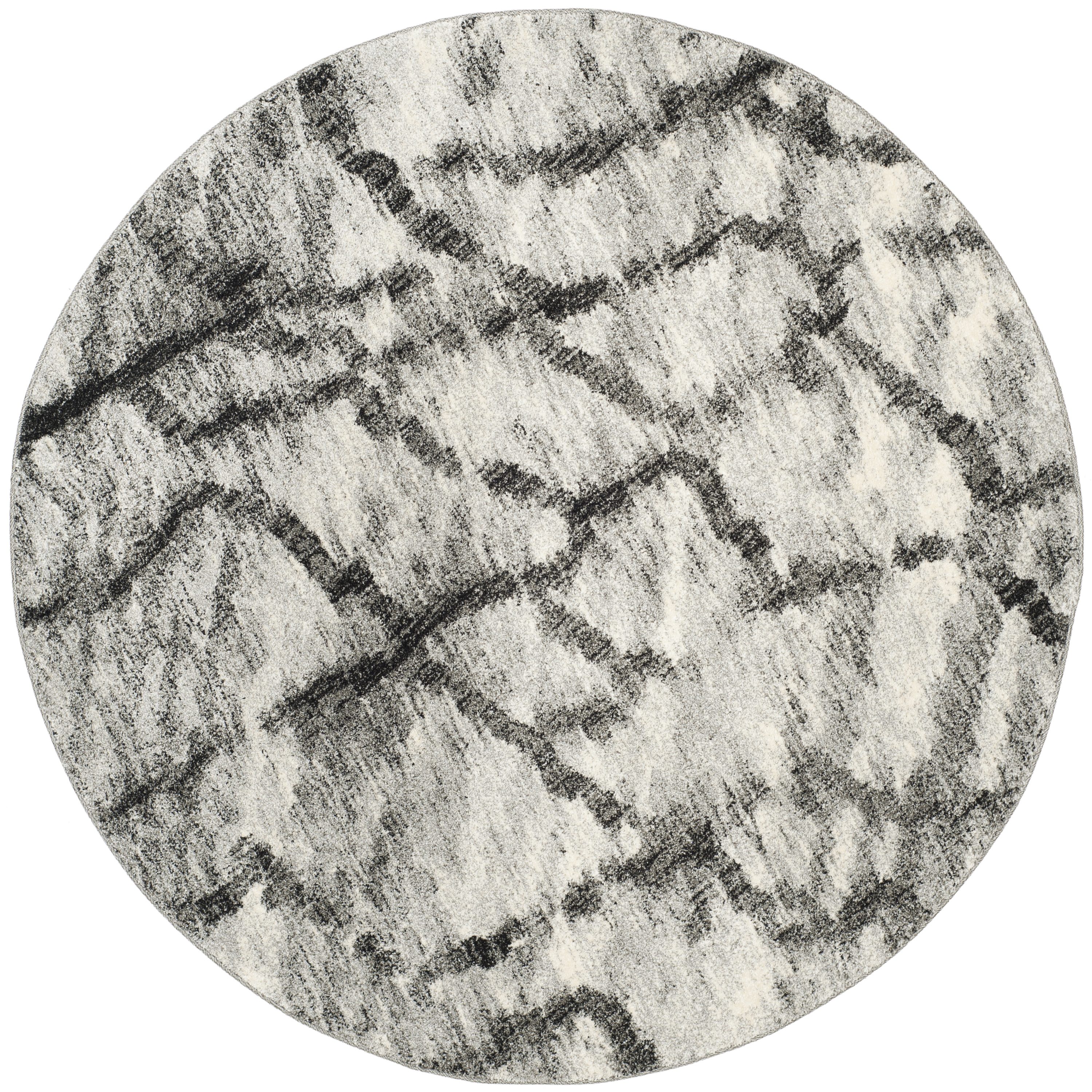 Safavieh RET2144-7990-6R Retro Mopani 6 x 6 (ft) Loomed Polypropylene Gray/Black Round Indoor Abstract Area rug