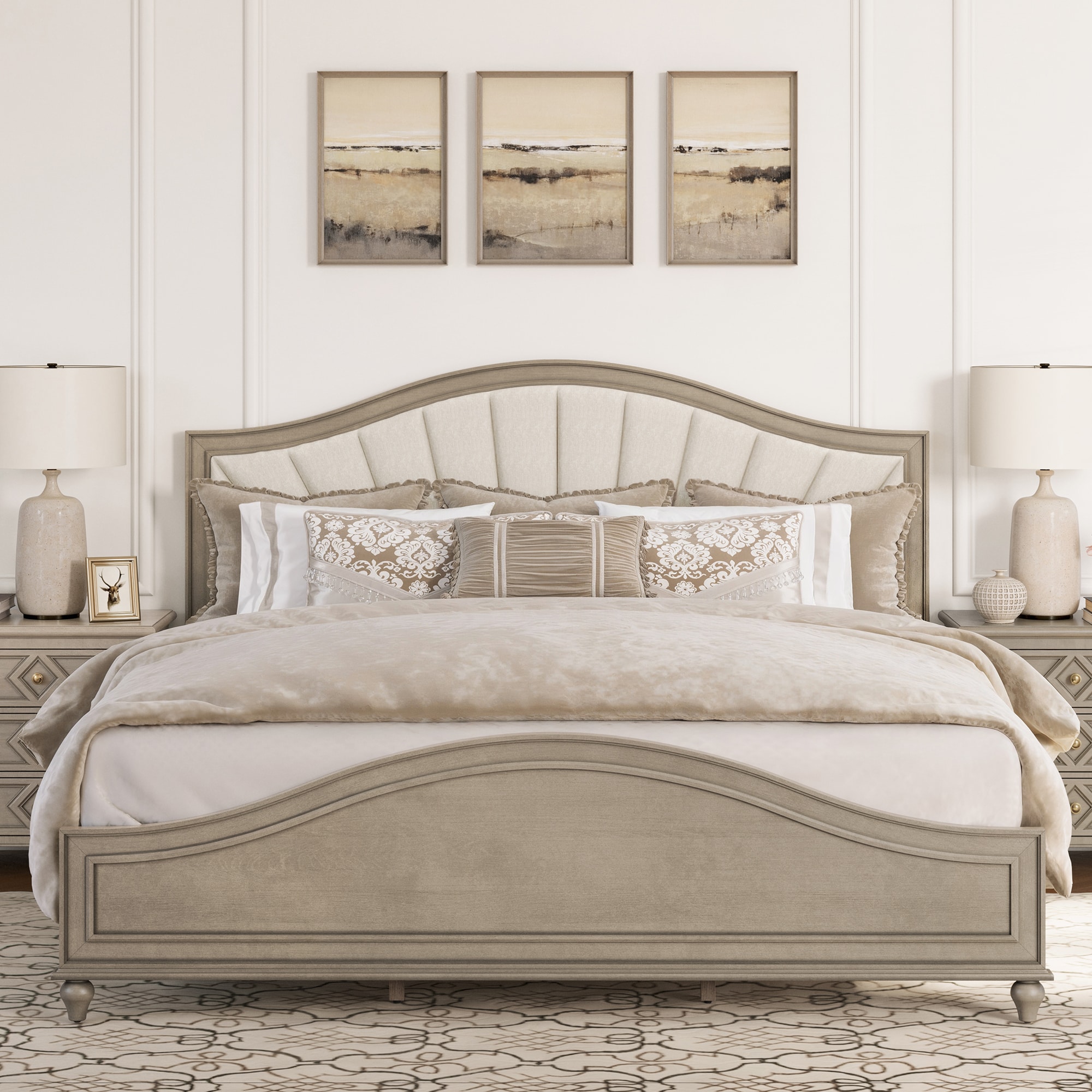 LUE BONA CR-011-01LS Natural King Wood Platform Bed
