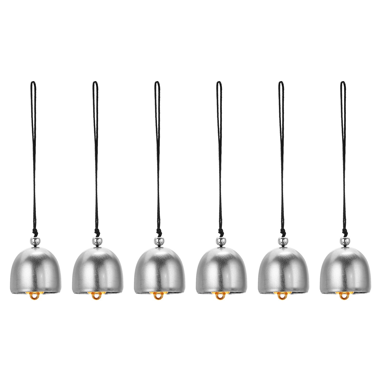 PATIKIL 6 Pcs Wind Chime Hanging Bells Temple Bells Retro Outdoor Hanging Metal Chinese Wind Chime Round for Outside Garden Camping Silver Black