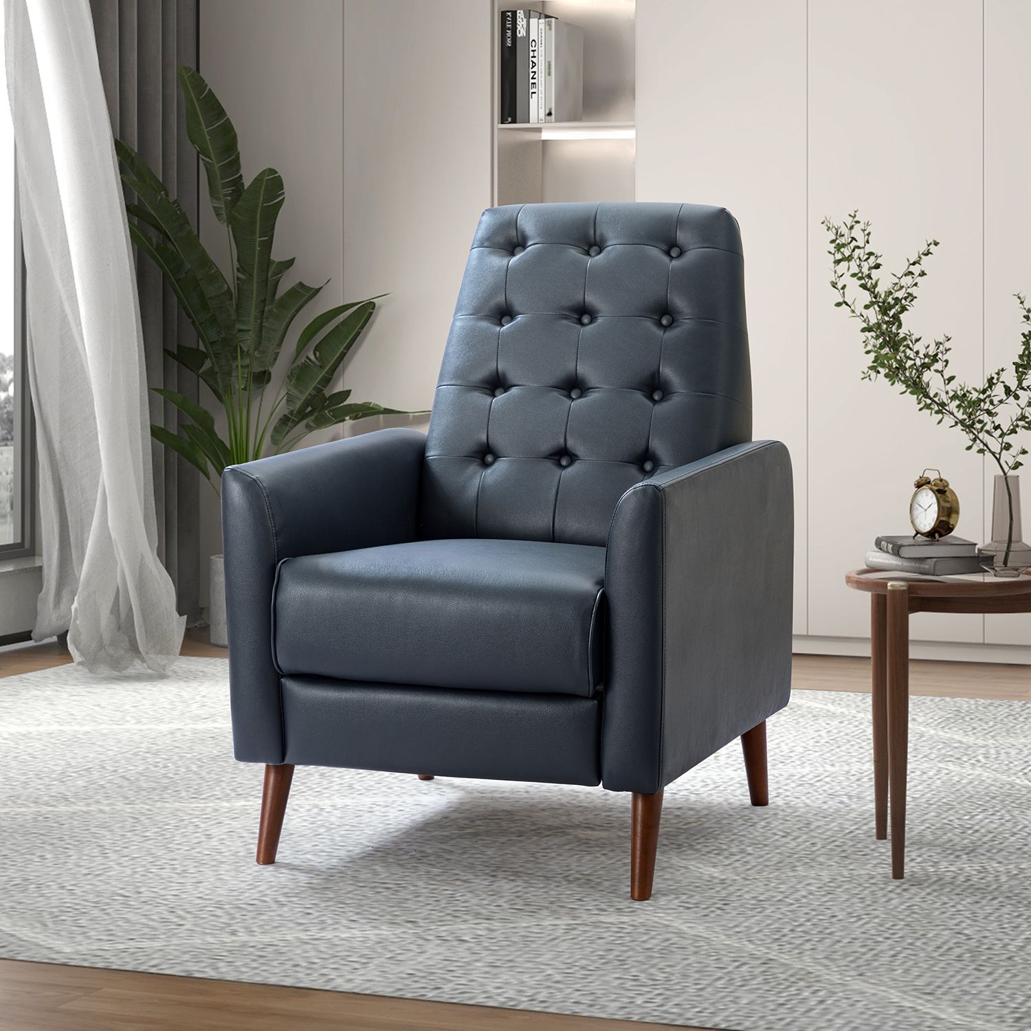 JASMODER W113765760 Navy Upholstered Tufted Recliner with Lift Assistance