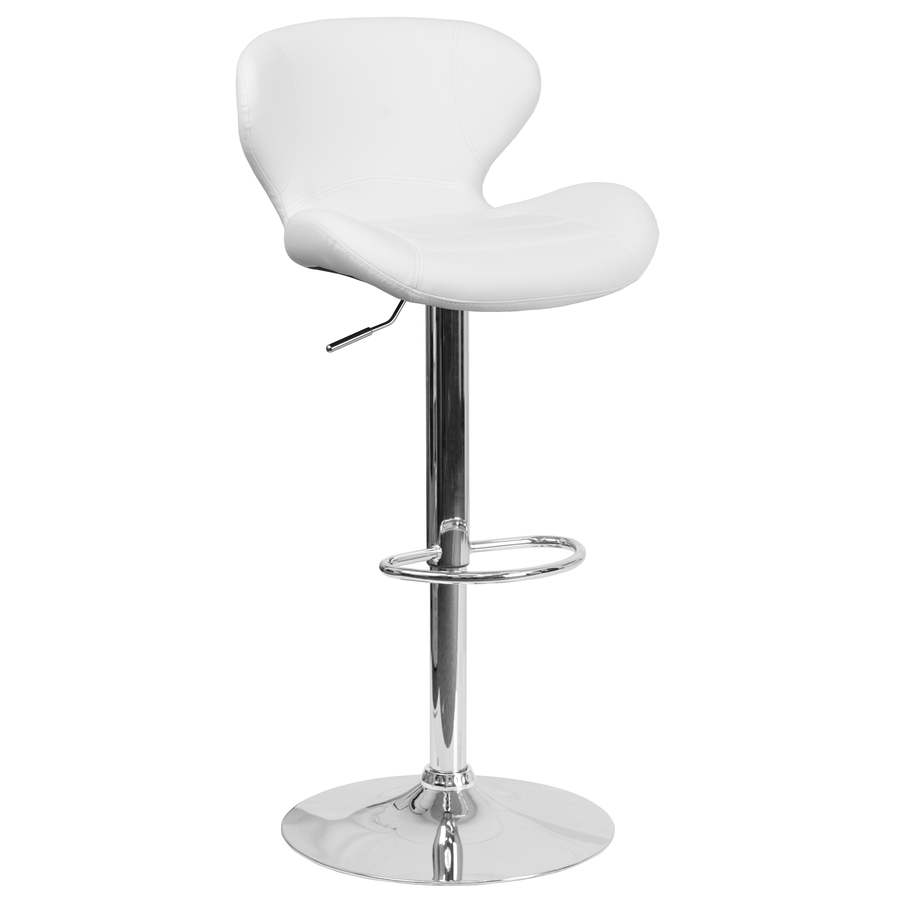 Flash Furniture 889142049128 White Vinyl 24.5-Inches H Adjustable Height Counter height Saddle seat Upholstered Swivel Metal Bar Stool and Back