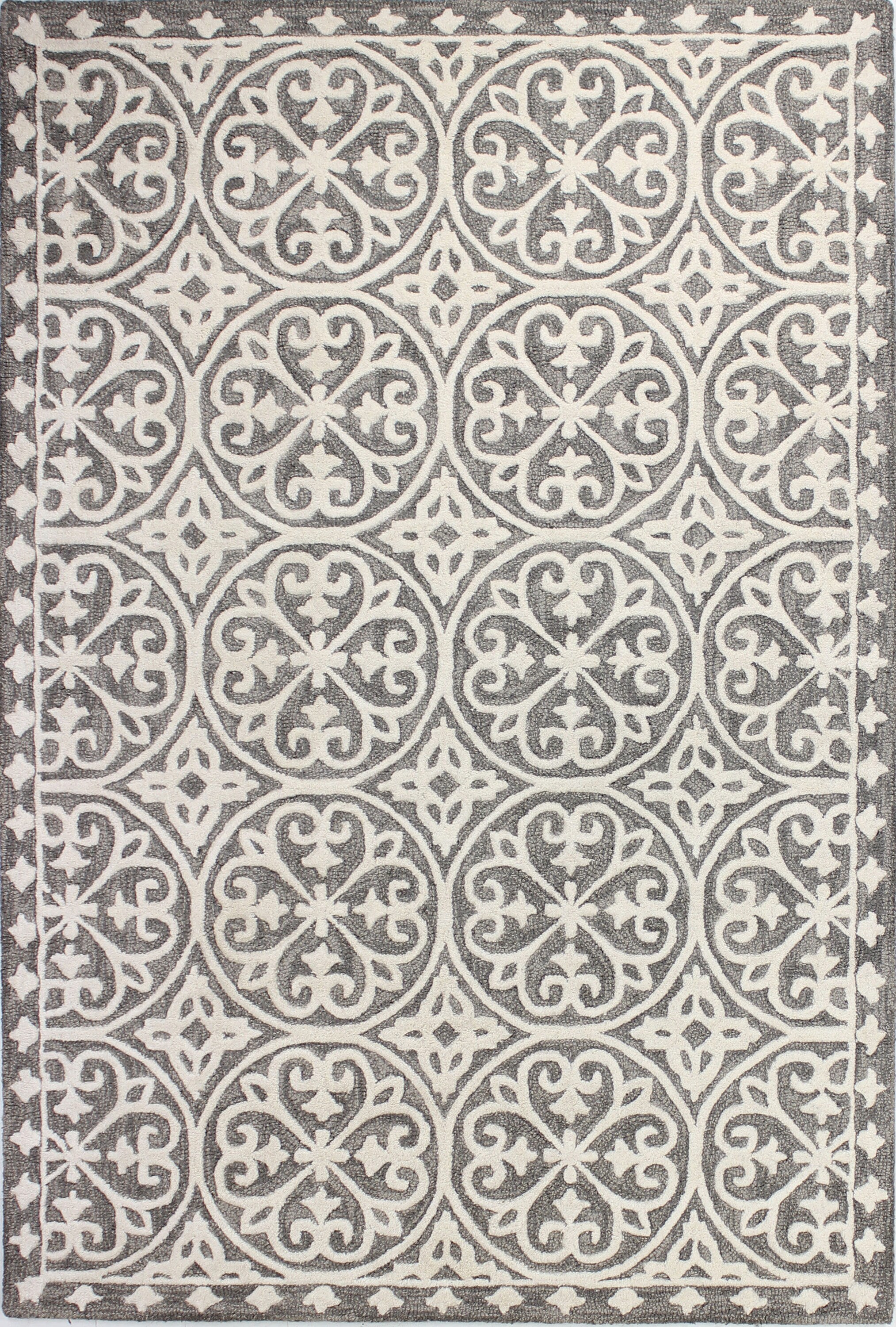 Bashian 649652196558 5 X 8 (ft) Wool Grey Indoor Floral/Botanical Farmhouse/Cottage Area Rug
