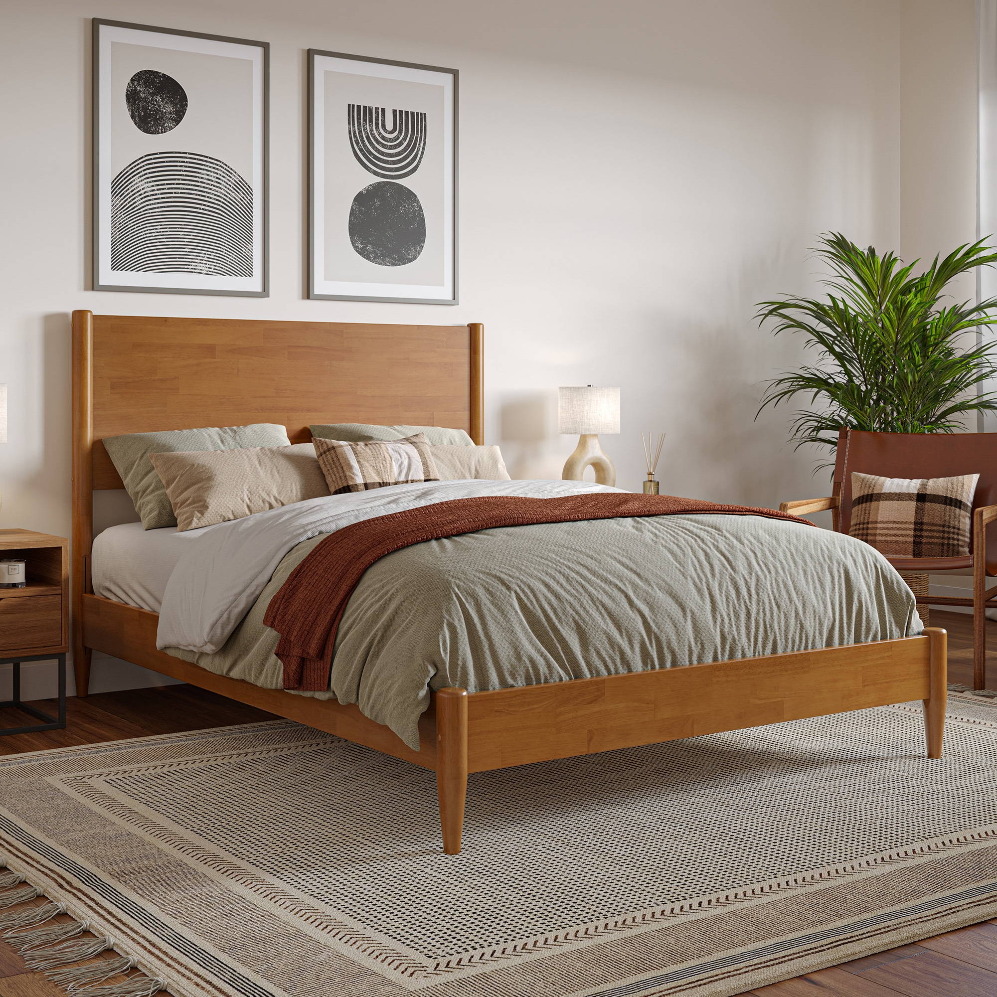 AFI AR987803T Pasadena Light Toffee Full Wood Low-profile Bed