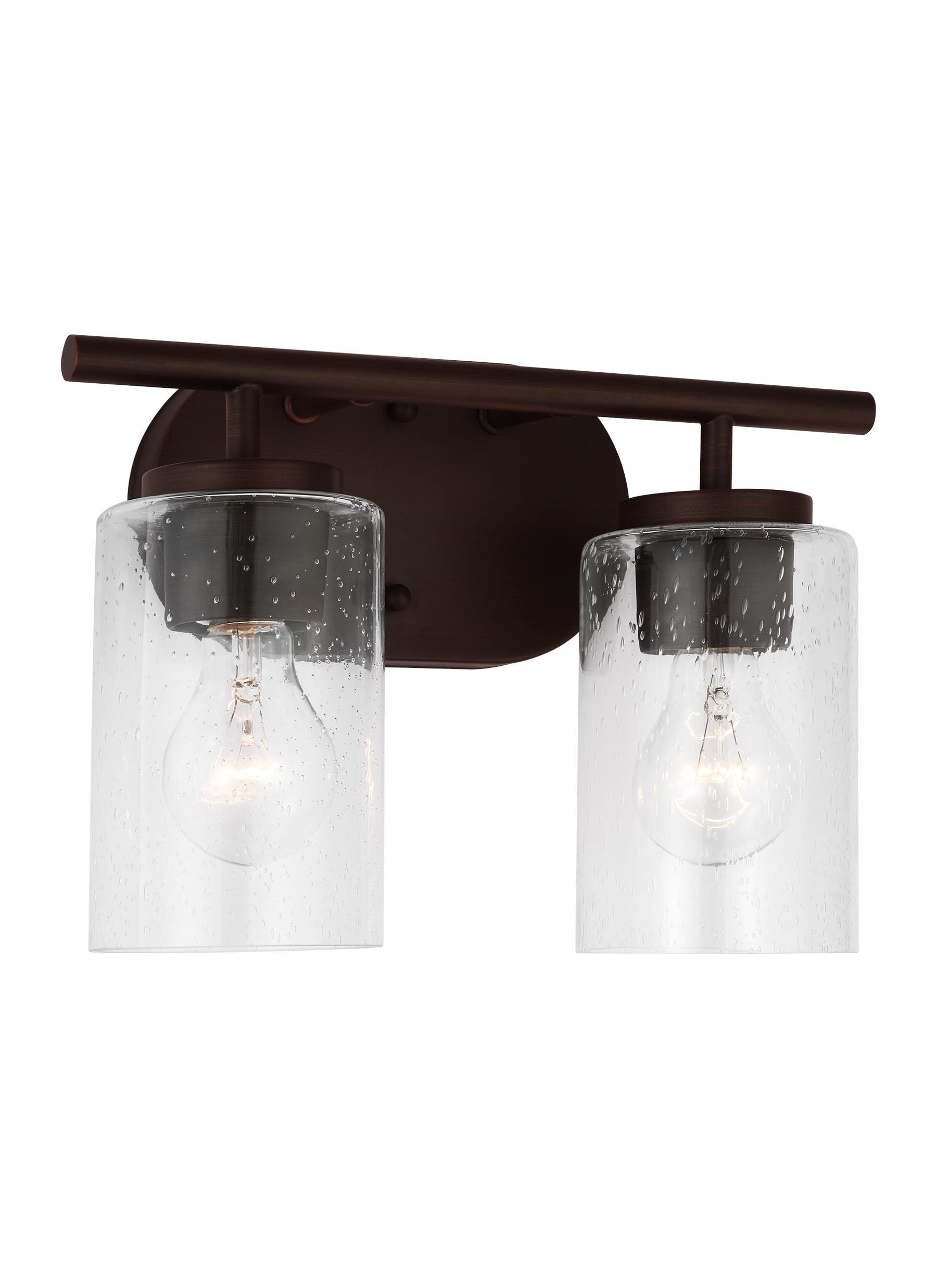 Oslo Bronze 2-Light Vanity Fixture with Clear Seeded Glass