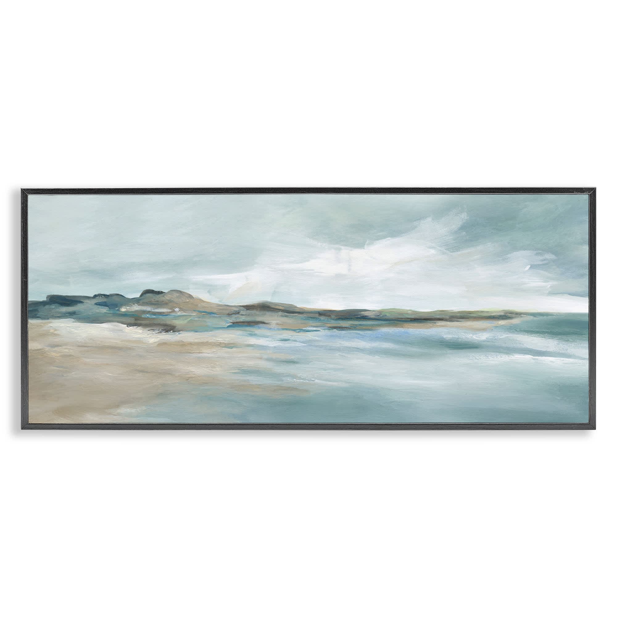 Stupell Industries BS-178-FR-13X30 Blue Gradient Beach Scene Black Framed Giclee Art By Carol Robinson 30 x 13