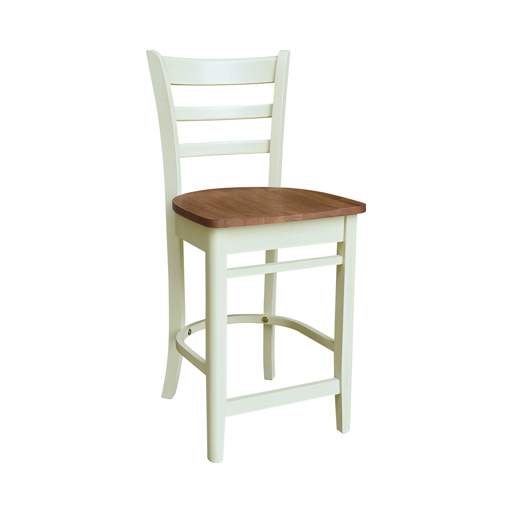 International Concepts S79-6172 Hickory/Shell 24-in H Counter height (24-in to 27-in) Contoured Seat Wood Back Bar Stool Back