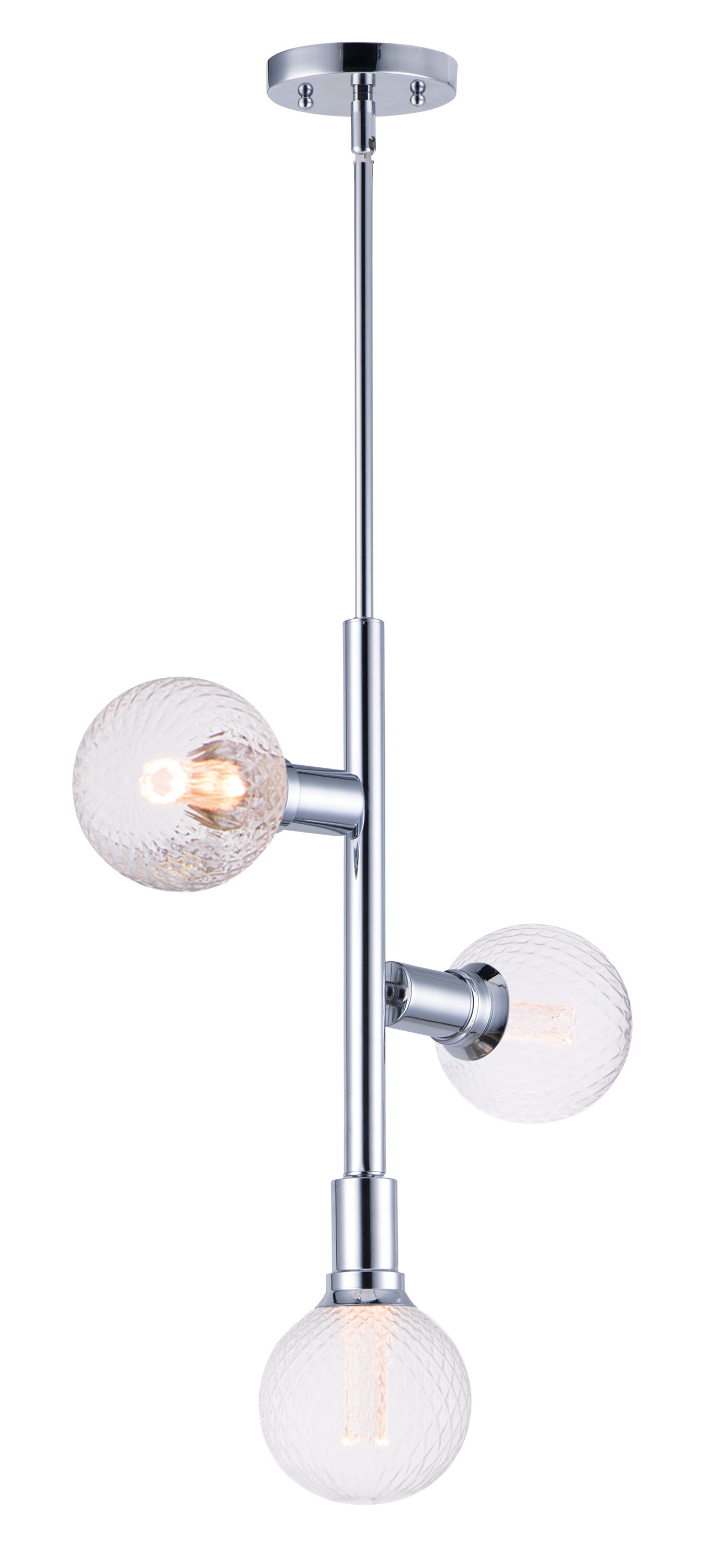 Maxim Lighting 11343PC/BUL-G40-PR Molecule 3-Light Polished Chrome Transitional White Glass Sputnik LED Hanging Pendant Light