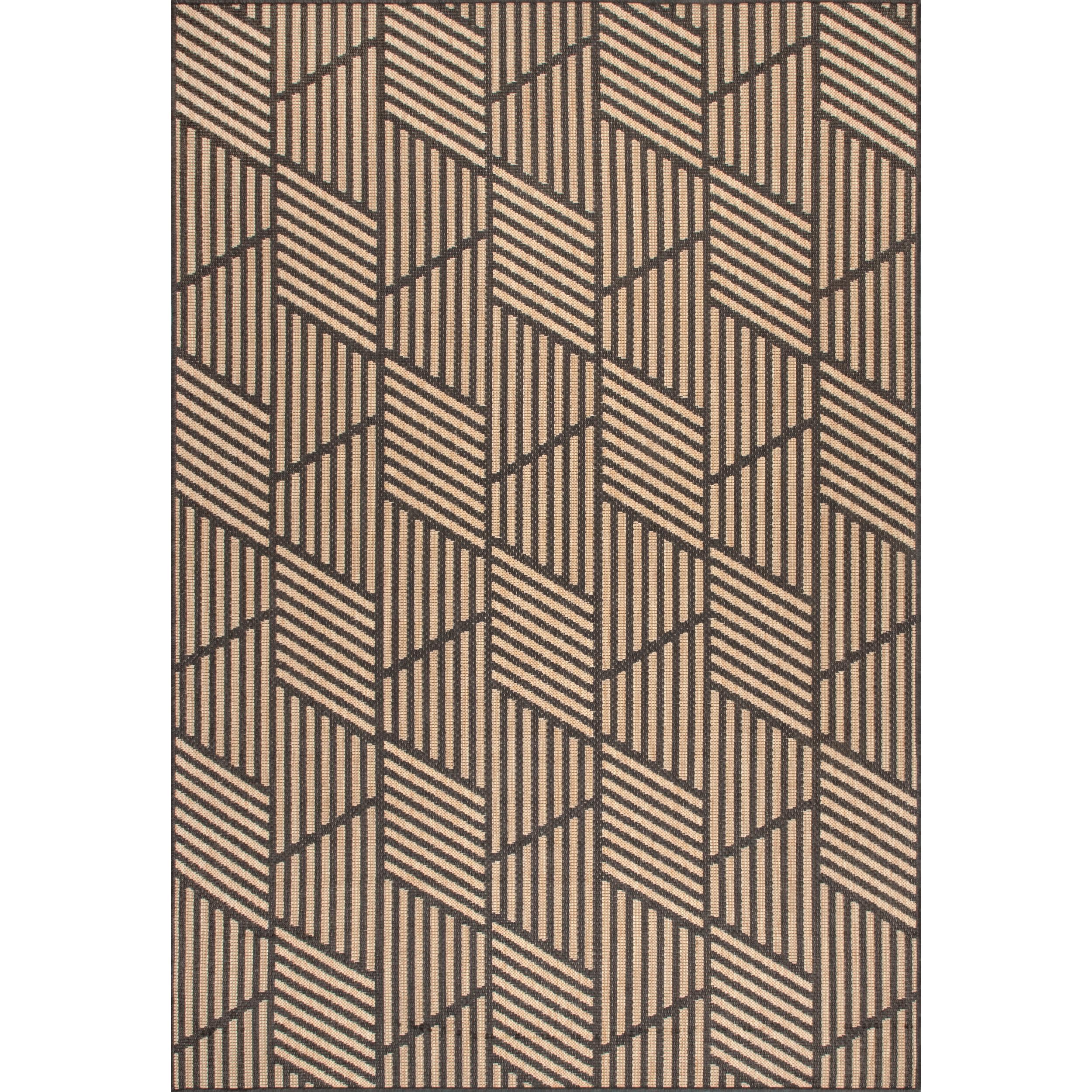 Reversible Charcoal Geometric Synthetic 25" Area Rug
