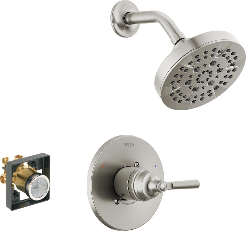 Delta  Saylor Stainless 1-handle Multi-function Round Shower Faucet with Thermostatic Mixing Valve Kit