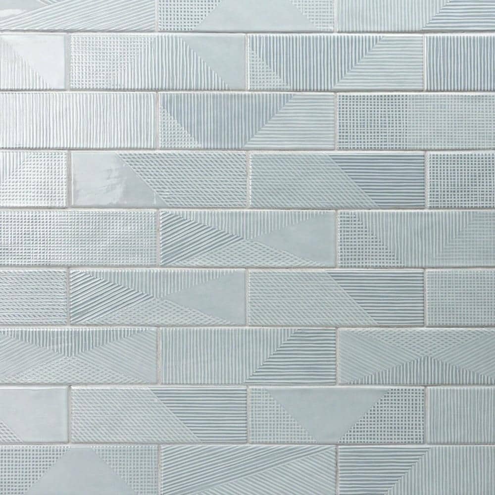 Artmore Tile EXT3RD101244 Fracture Blue 2-in x 8-in Polished Ceramic Subway Standard Wall Tile ( 5.38-sq ft Carton )