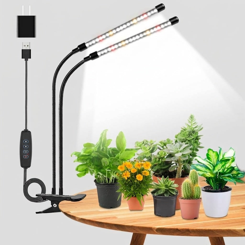 Anqtovp  Grow Light for Indoor Plants 40 LED Full Spectrum White Light with Clip Adjustable Gooseneck Auto On Off Timer 6 12 16 Hour 3 Modes 5