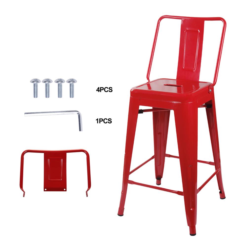 red metal counter height stools