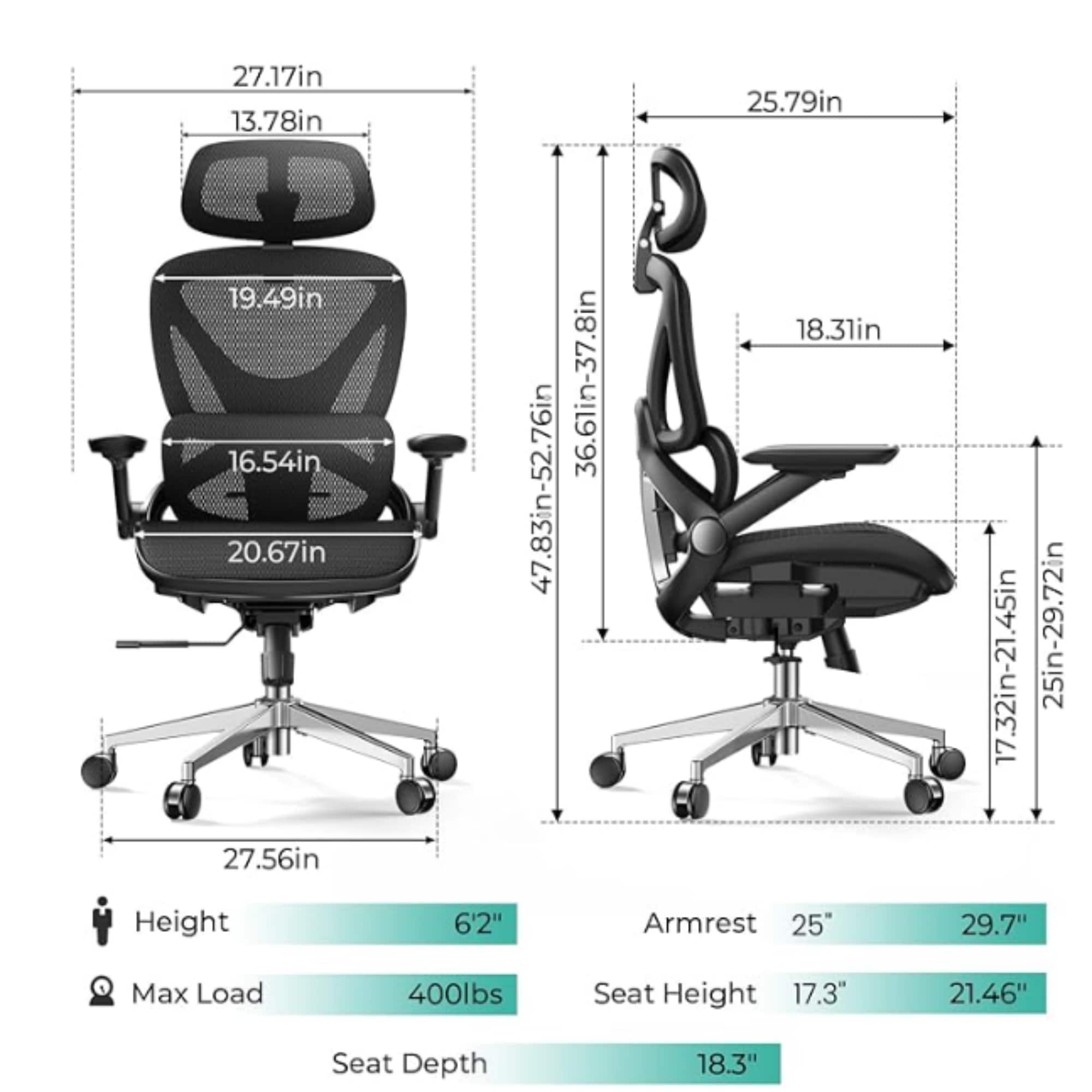 Wooakway OC017-BK Office-Chairs - View #7