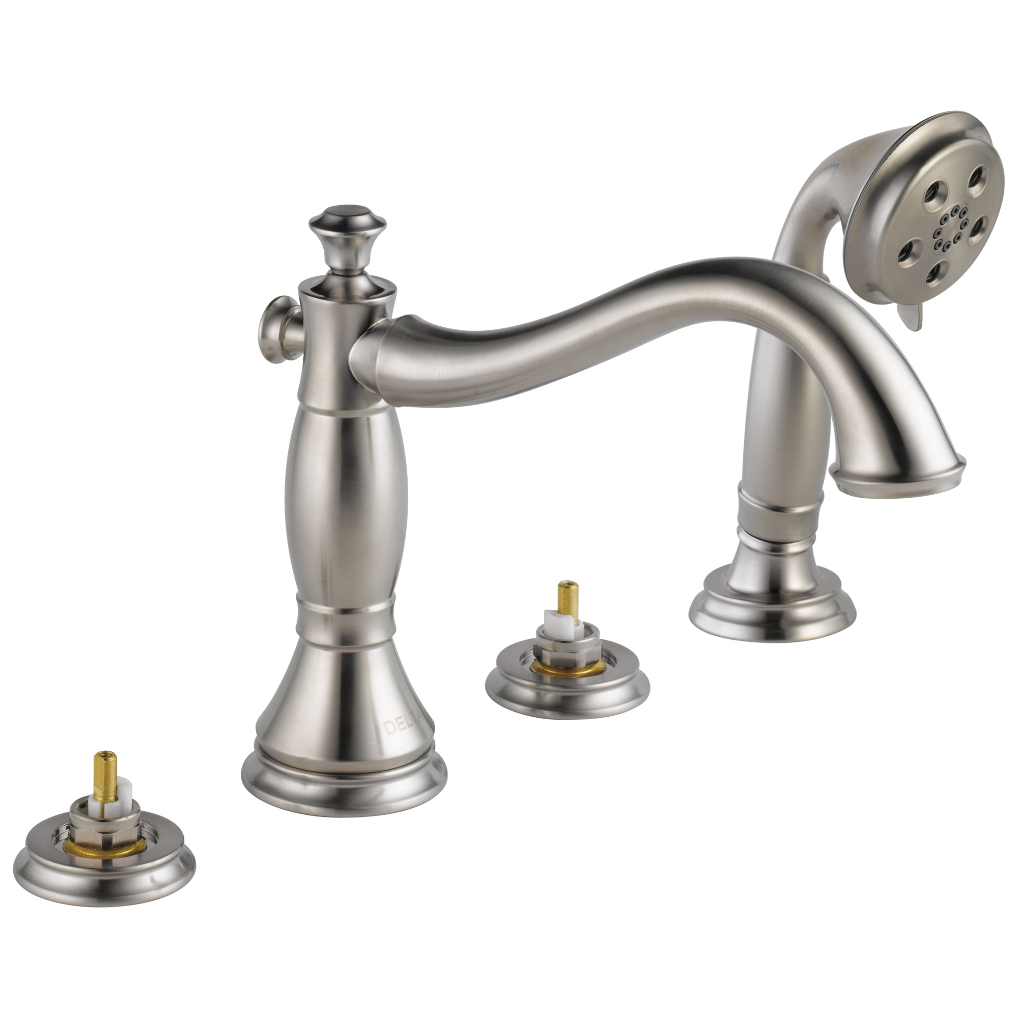 Delta T4797-SSLHP Cassidy Stainless 2-handle Deck-mount Roman Mid-arc Bathtub Faucet with Hand Shower
