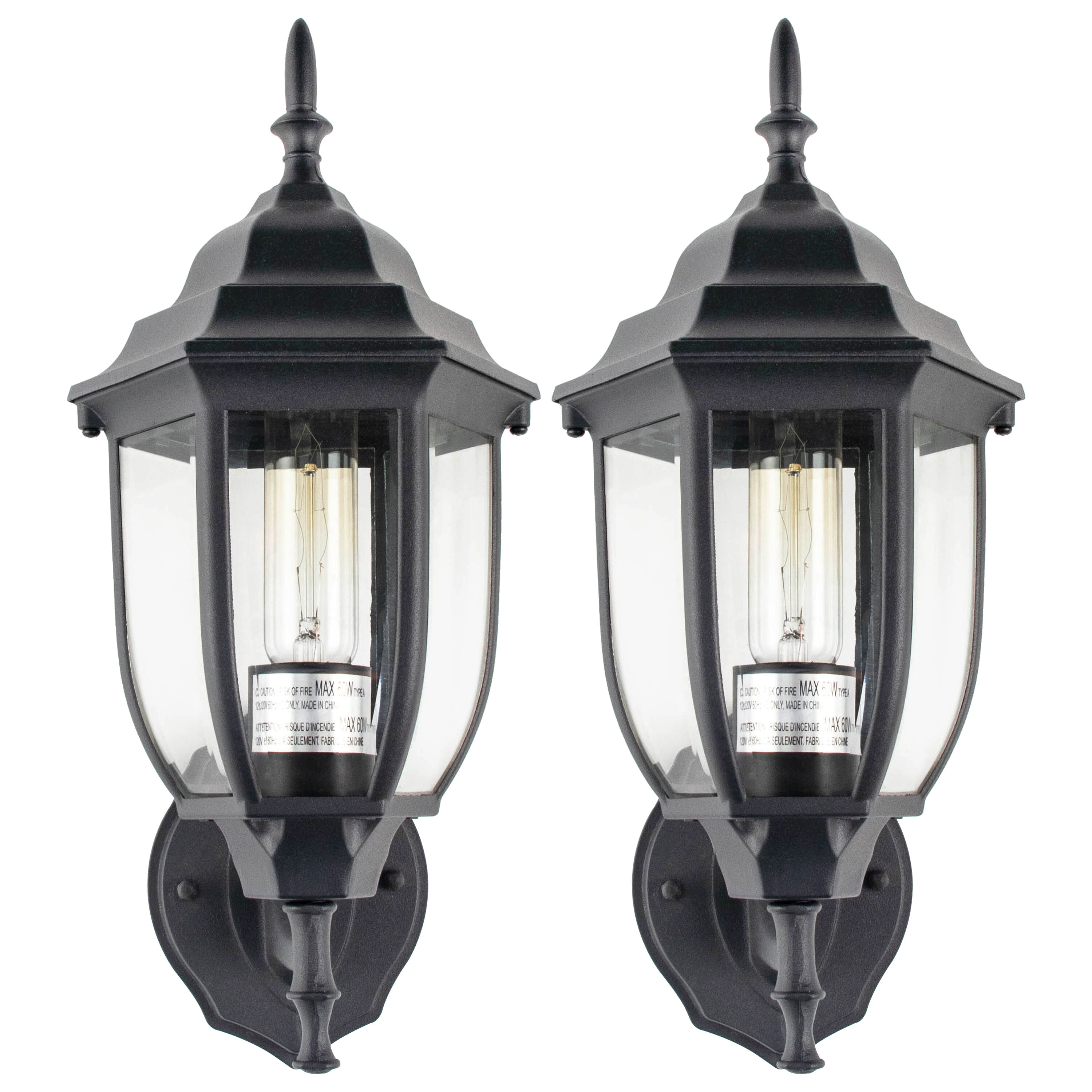 C Cattleya 2-Pack 1-Light 15-in Black Outdoor Wall Light in the Outdoor ...