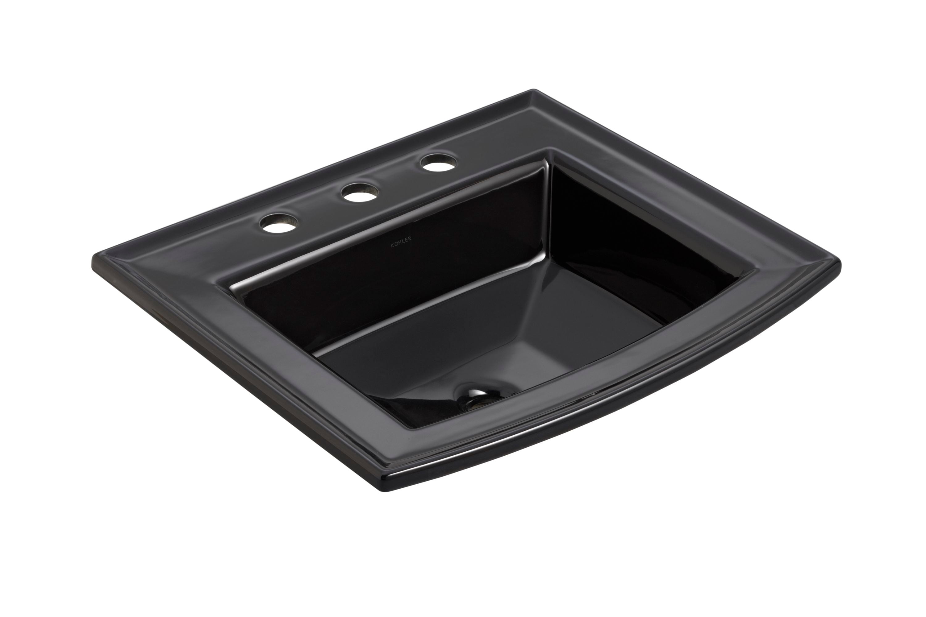 KOHLER 2356-8-7 Archer Vitreous china Drop-in Rectangular Traditional Black Bathroom Sink ( 22.625-Inches x 19.4375-Inches )