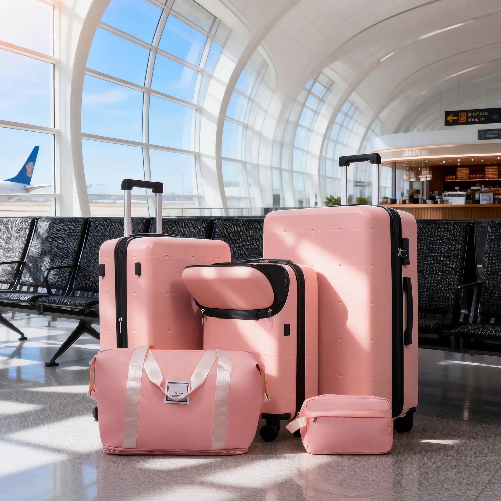 Wooakway 5 Piece Hardside Luggage Sets Expandable Carry On