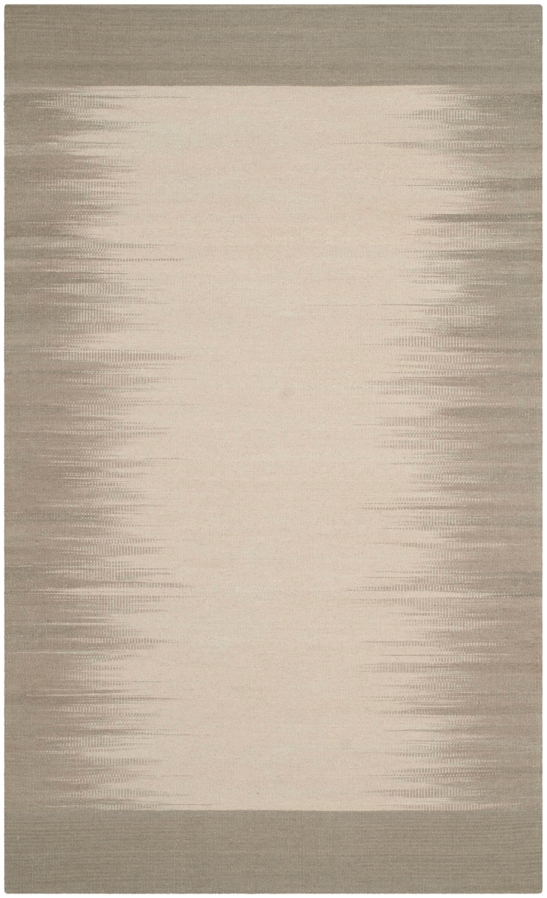 Beige and Light Green Handwoven Wool Kilim Rug