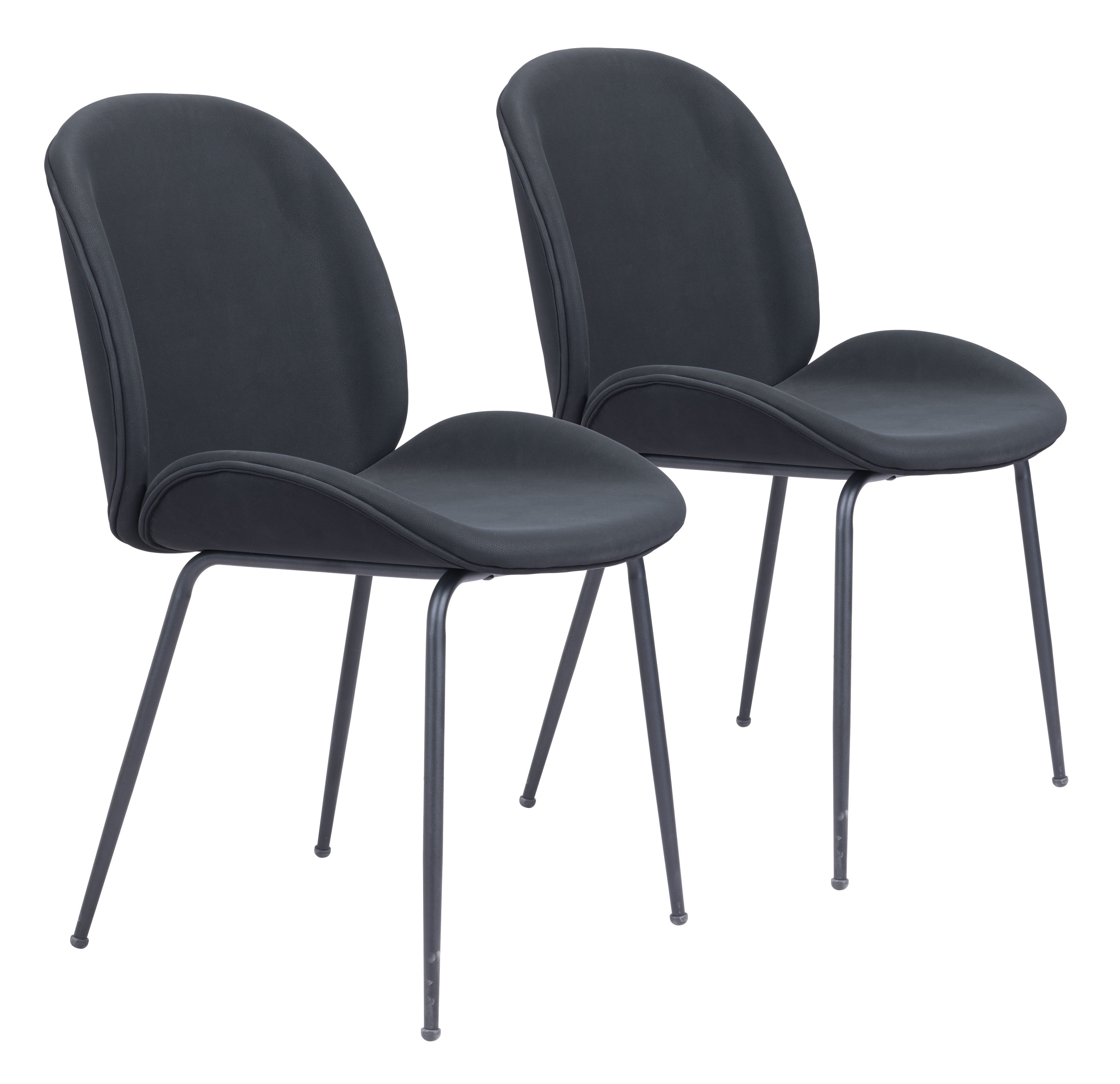 Zuo Modern 101749 Set of 2-Mile Contemporary/Modern Polyester Upholstered Side Chair (Metal Frame)