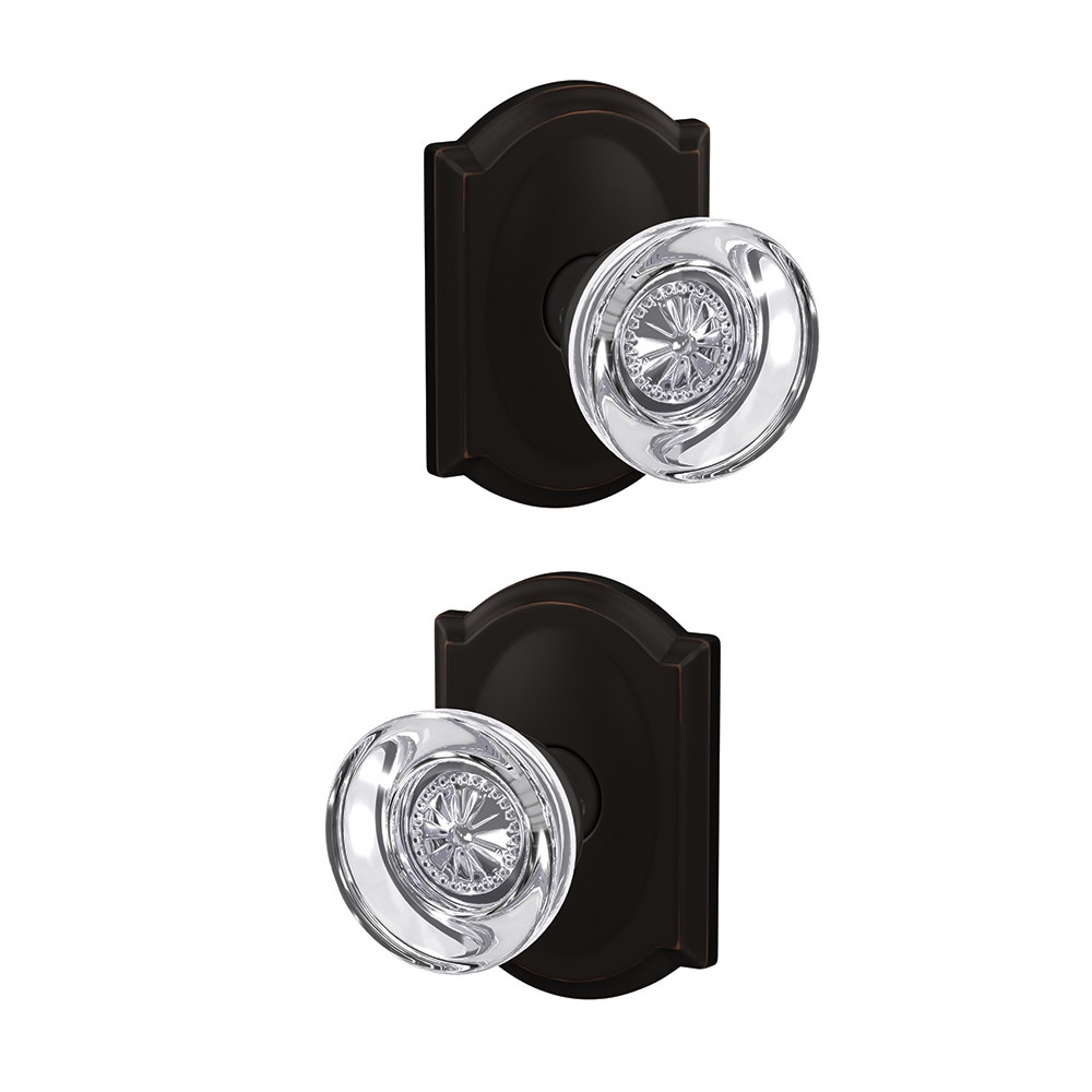 Schlage FC172 HOB 716 CAM Custom Hobson - Camelot Aged Bronze Interior Hall/Closet Dummy door knob Single pack