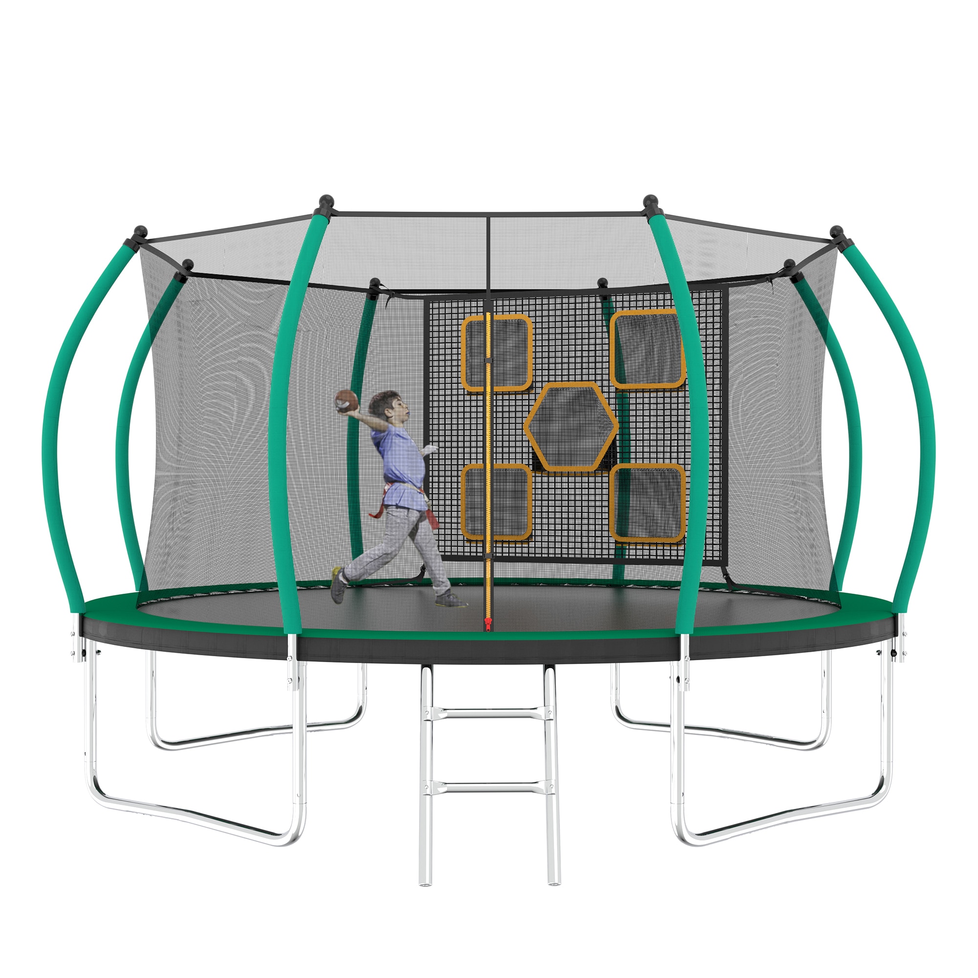 Fun Orange FUN25BC08 Trampolines for Kids and Adults 12-ft Round Backyard in Green