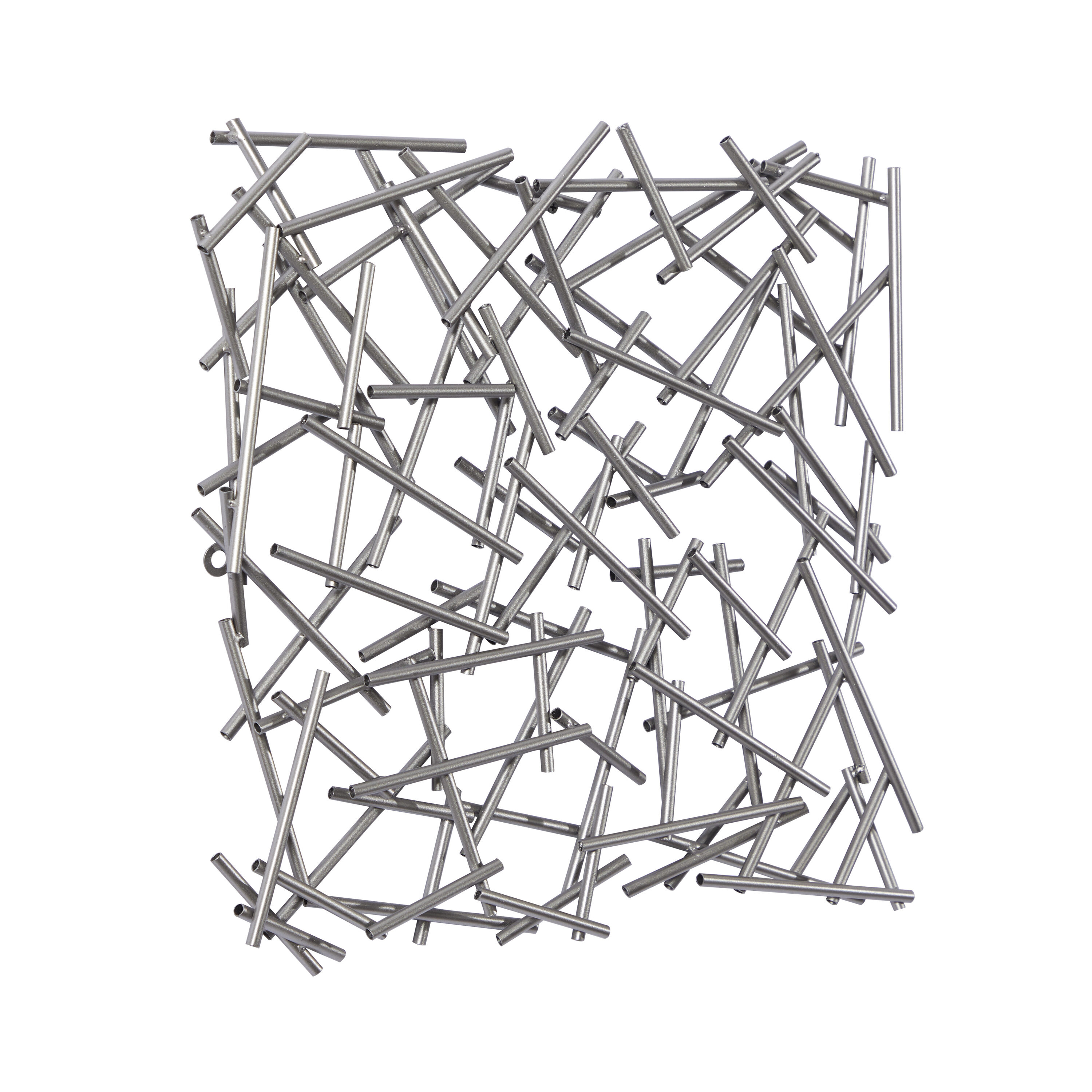 Silver Metal Abstract Geometric Wall Sculpture, 20" x 20"