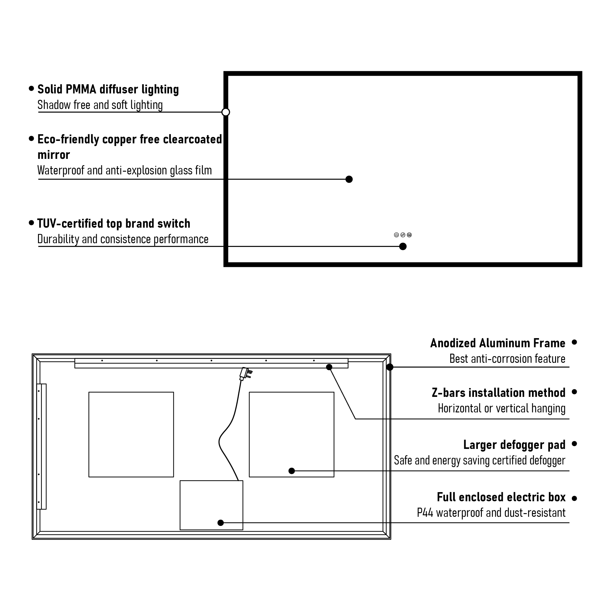 Forclover JSEXJXBM2836-3X Framed-Bath-Mirrors - View #12
