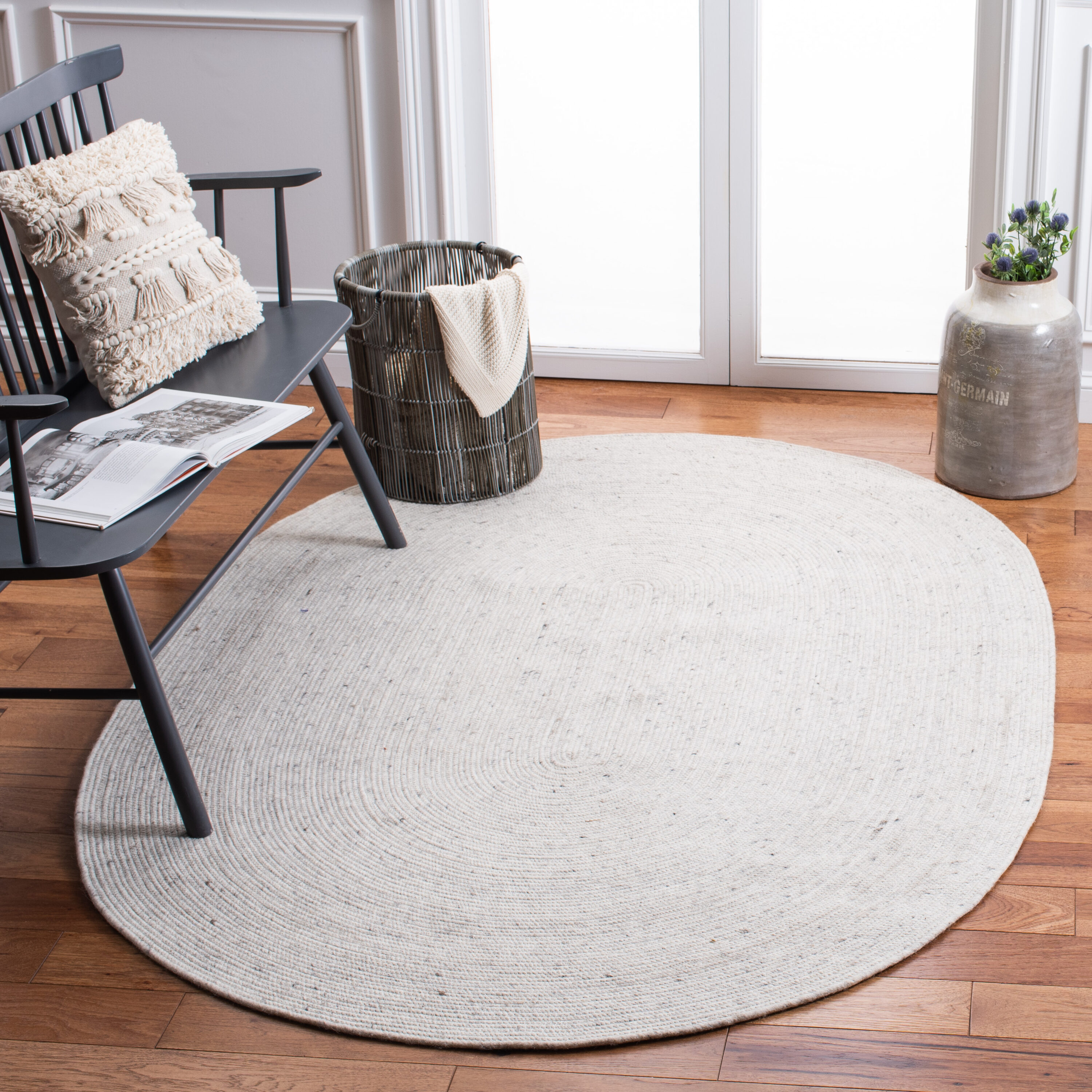  Braided 901 Light Beige Solid/Tonal 5ft x 7ft Oval Rug