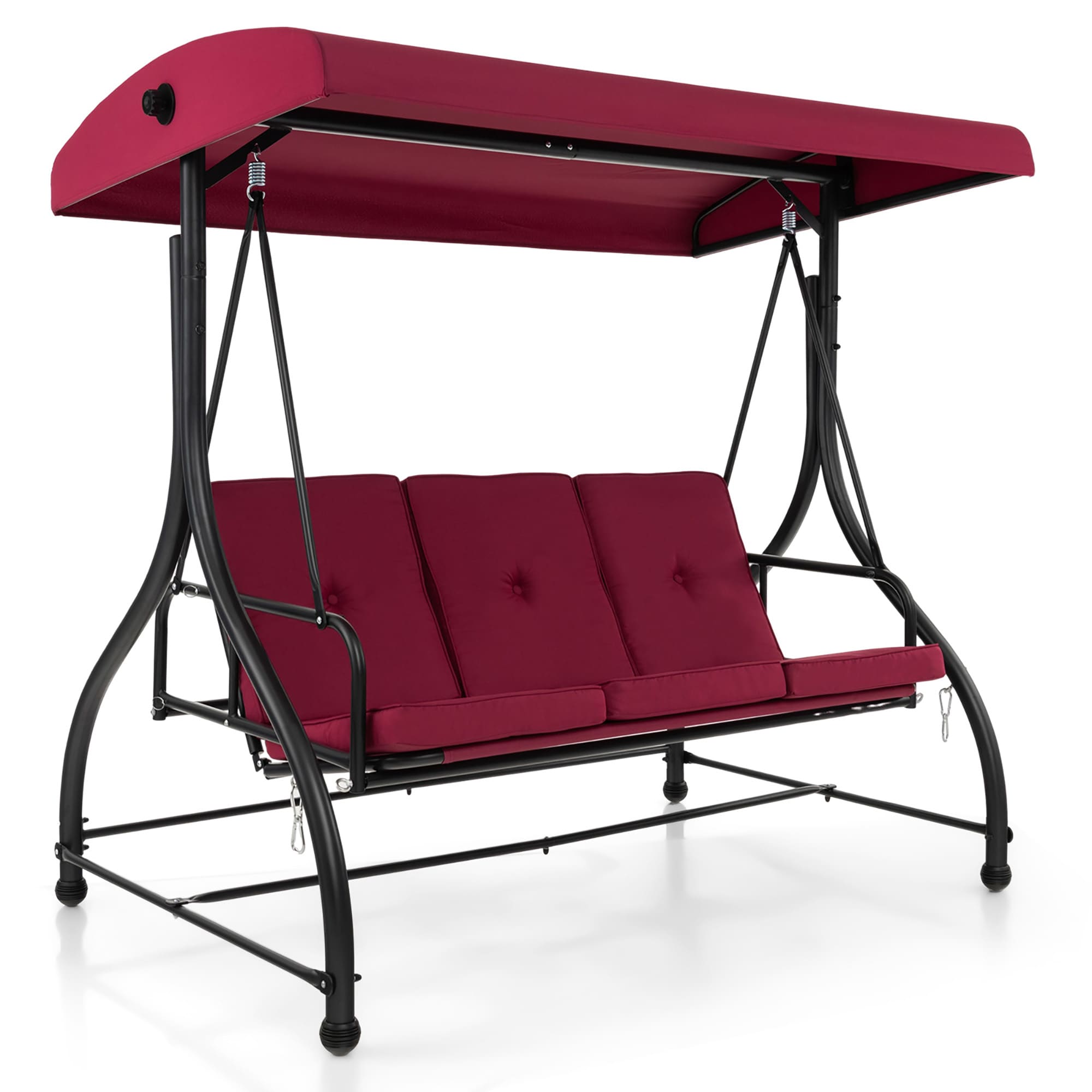 Costway LWS00101 3 -person Red Iron Outdoor Glider