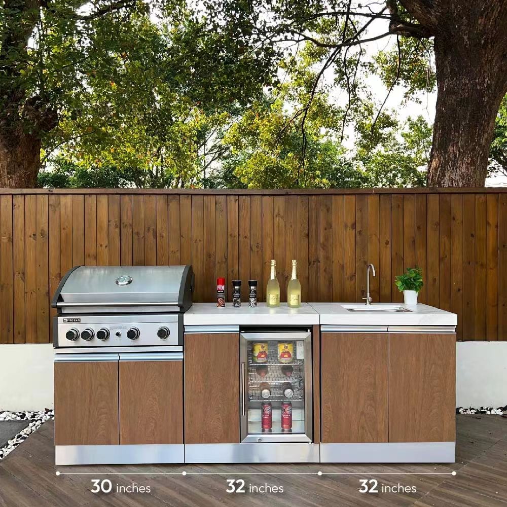 Prokan Grills Bespoke 3-Piece 94-in W x 28.8-in D x 46.6-in H Outdoor ...