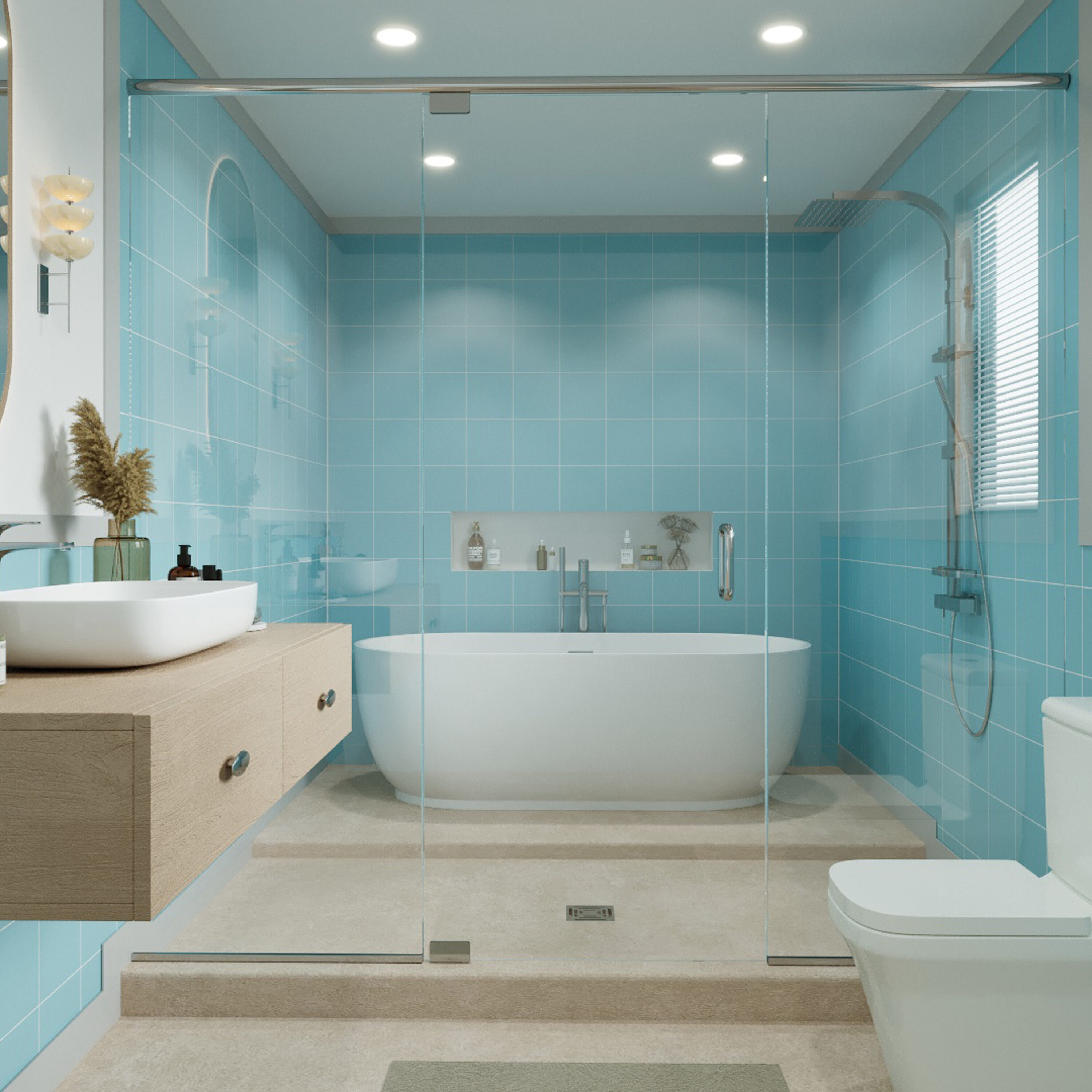 Celeste様分 Affinity Tile Monocolor Celeste 8-in x 8-in Matte Ceramic Floor