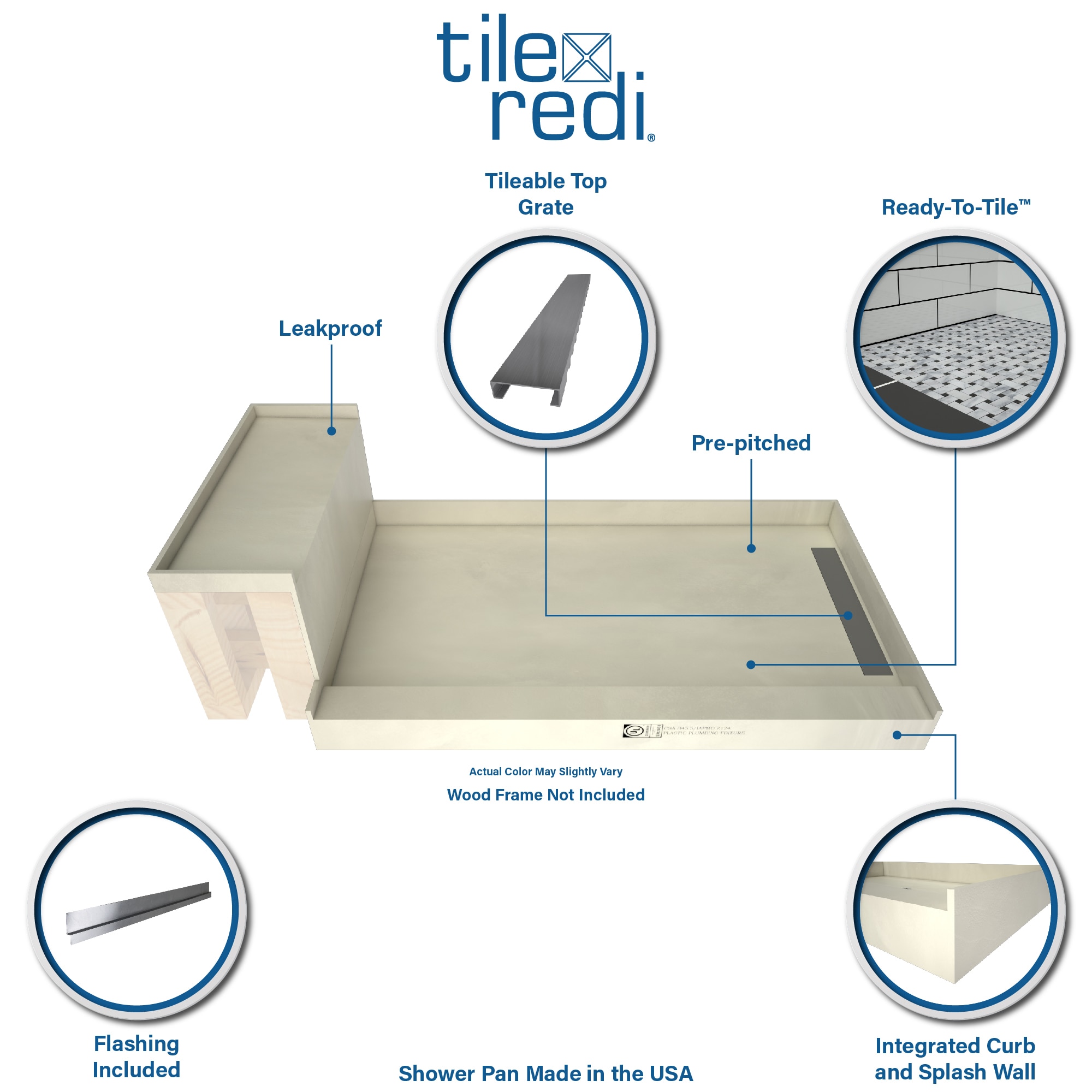 Tile Redi WF3260R-RB32-KIT-2.5 Shower-Floors - View #2