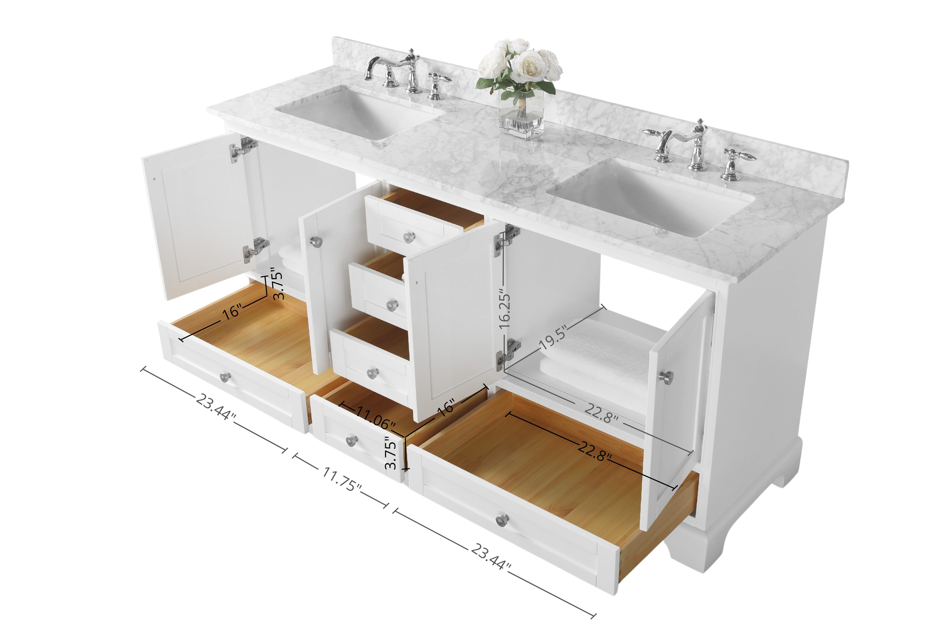 Ancerre Designs Audrey 66-in White Undermount Double Sink Bathroom ...