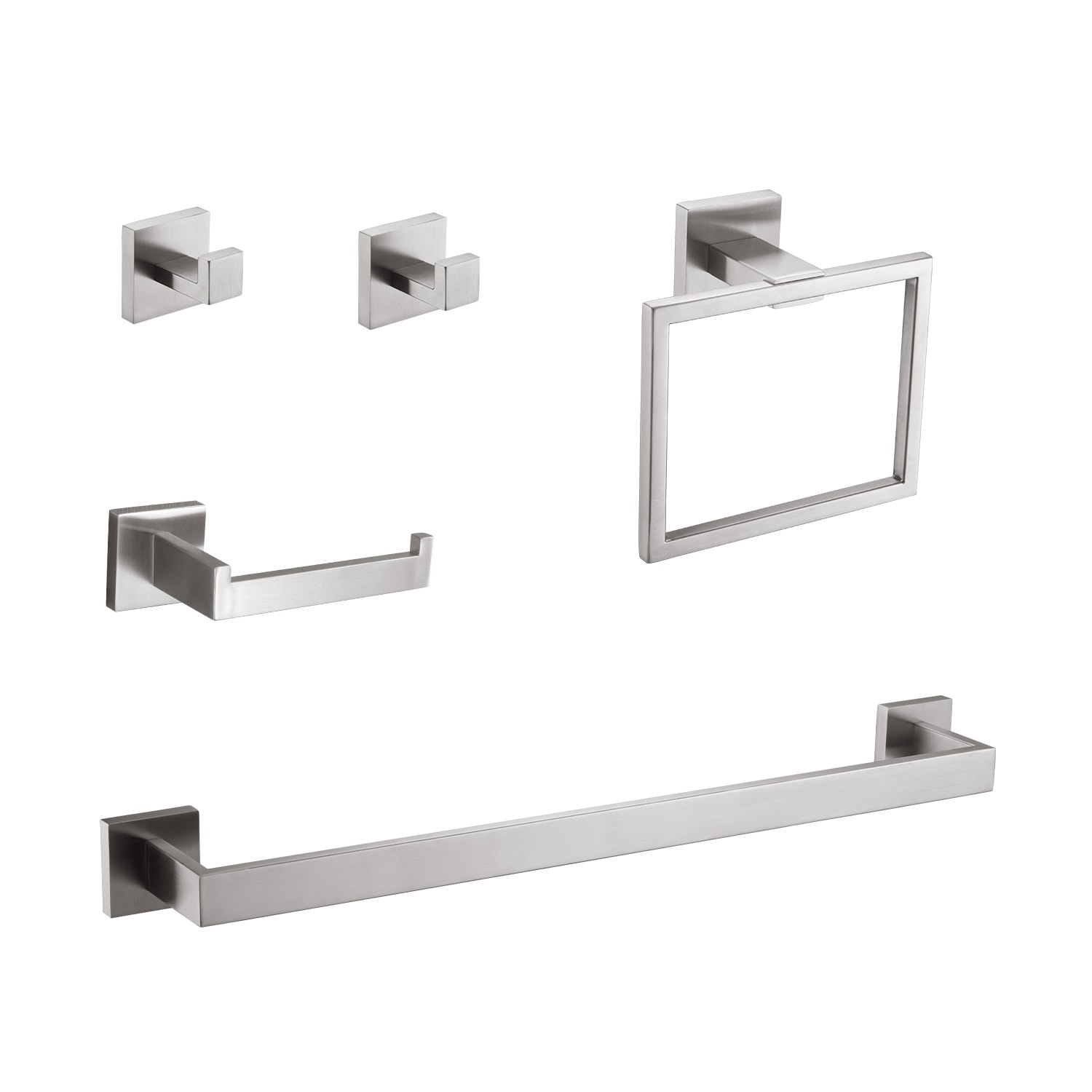 Boyel Living - 5-Piece Stainless Steel Bathroom Hardware Set in Brushed Nickel