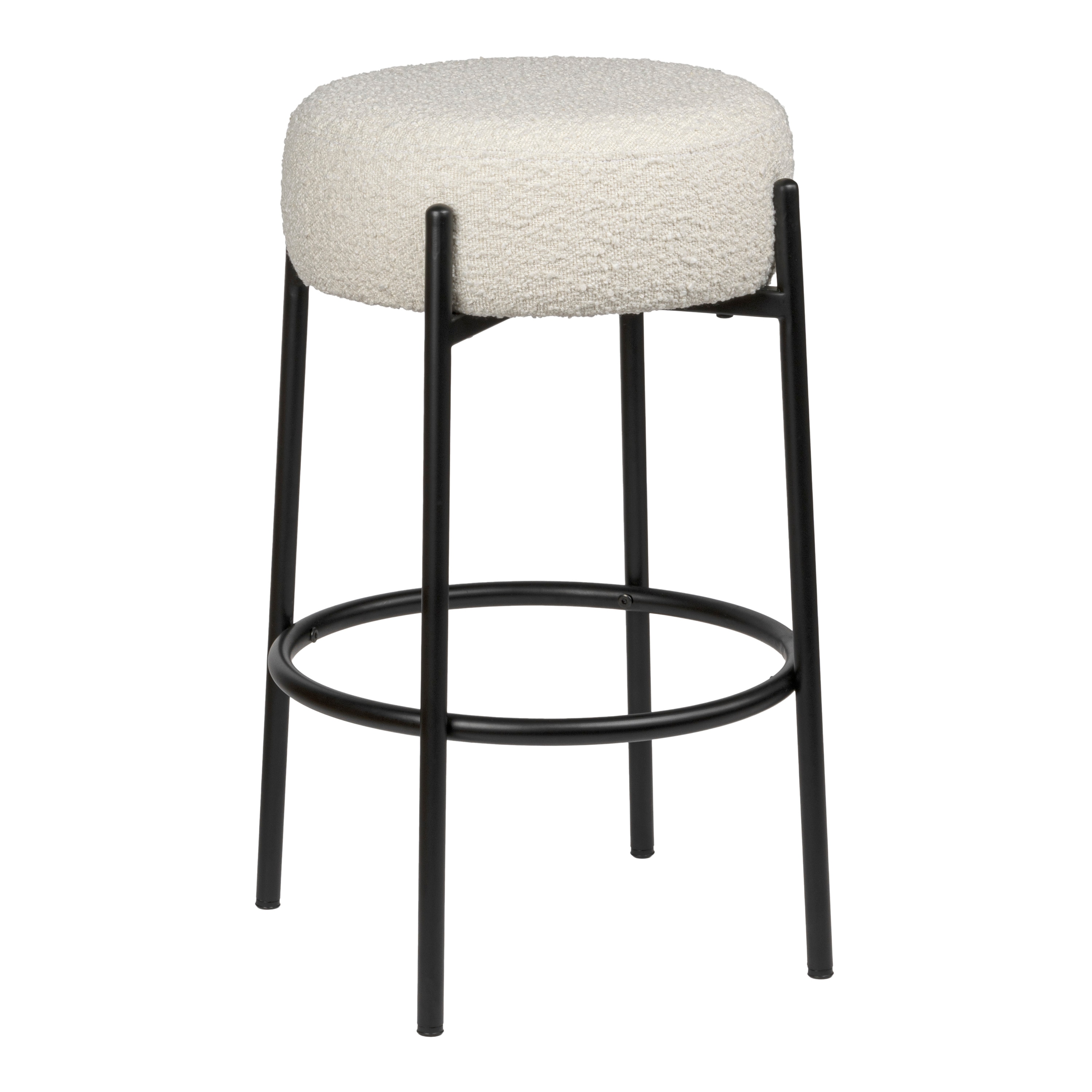 JONATHAN  Y CSL2000B Paola Minimalist Cushioned White 25.5-in H Counter height Round seat Upholstered Stackable Metal Bar Stool