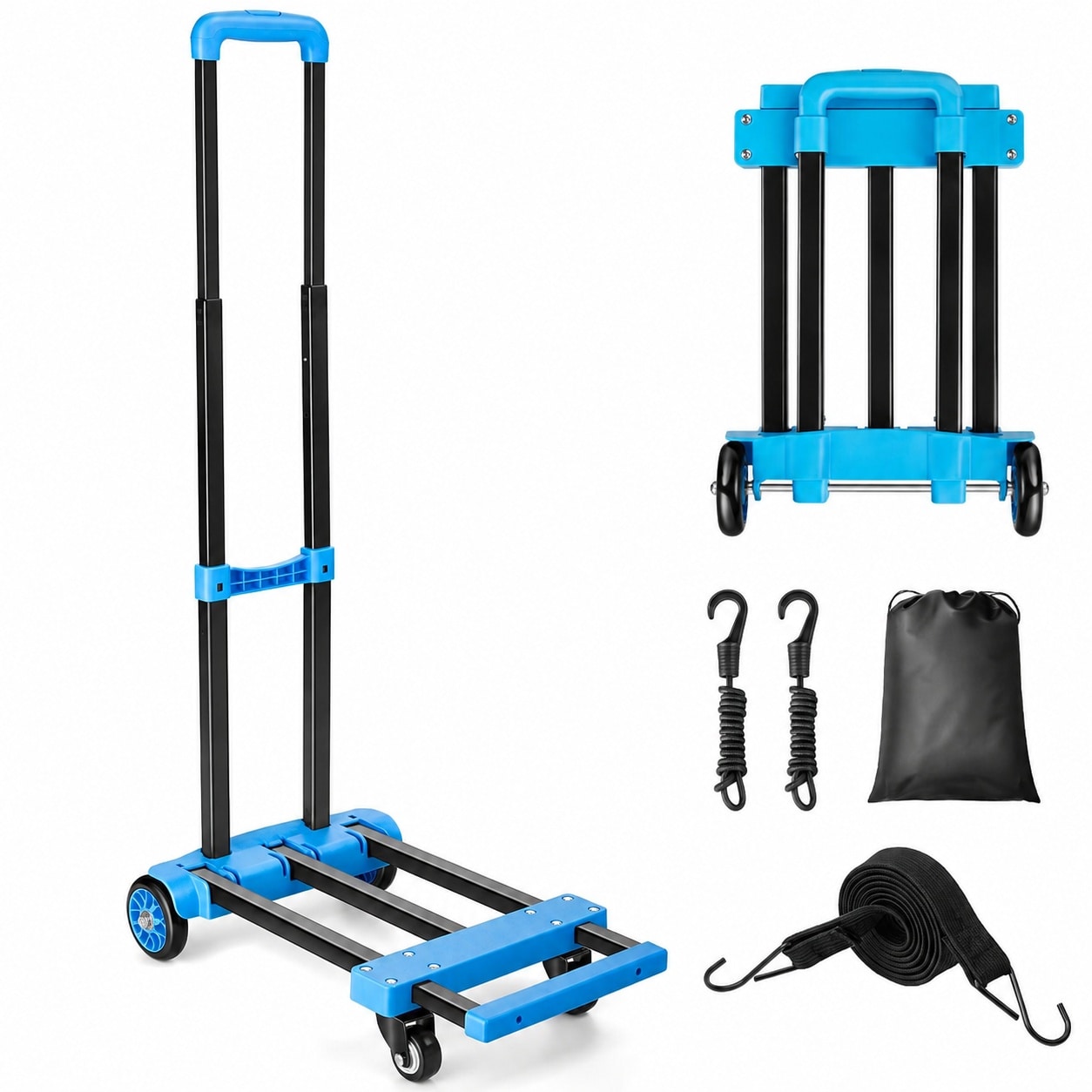 Vrbgify  Folding Hand Truck 290 lbs Capacity Collapsible Dolly Cart with Wheels Extendable Base Plate Lightweight Utility Cart for Moving Travel