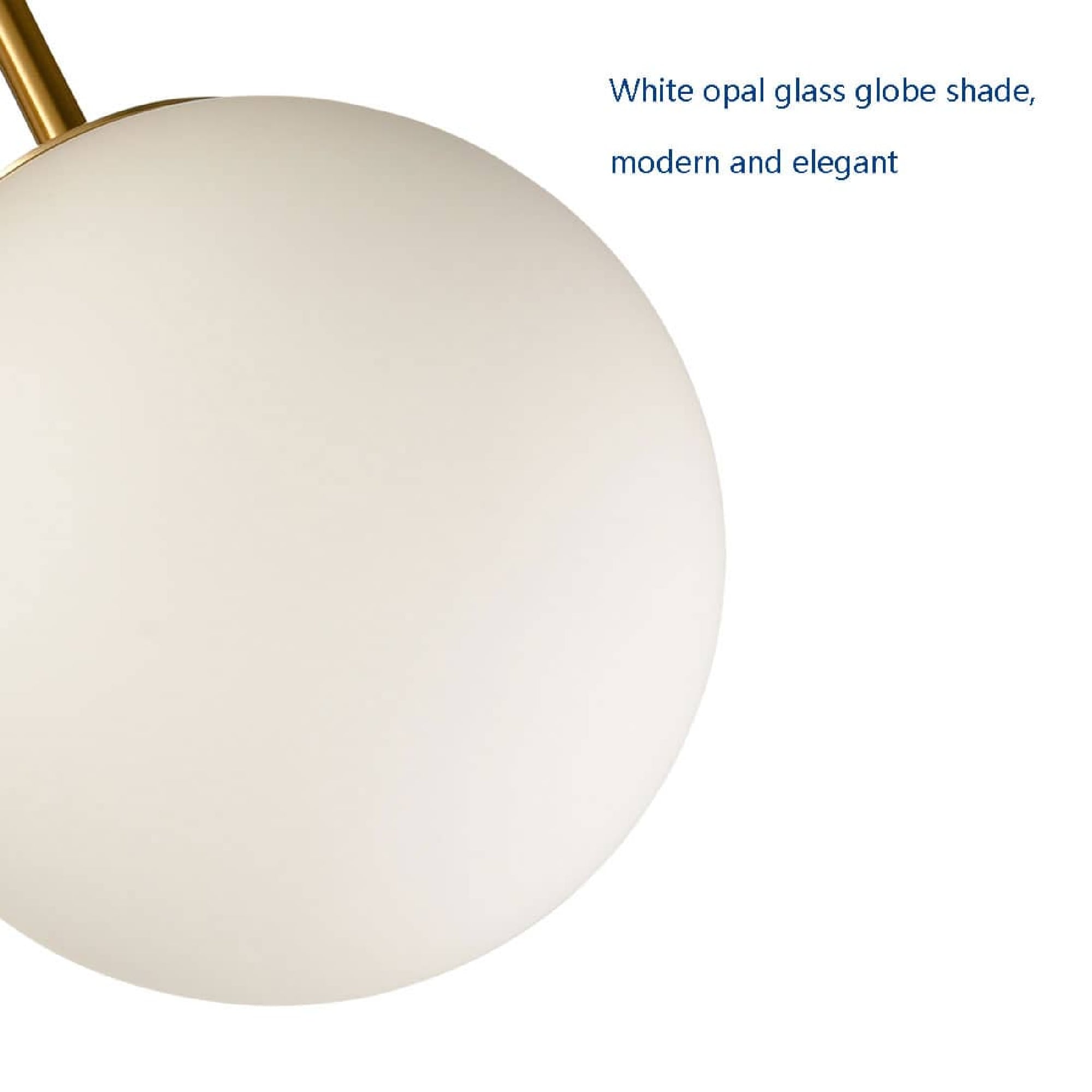 Mid-Century Opal Globe Brass Chandelier with Dimmable LED