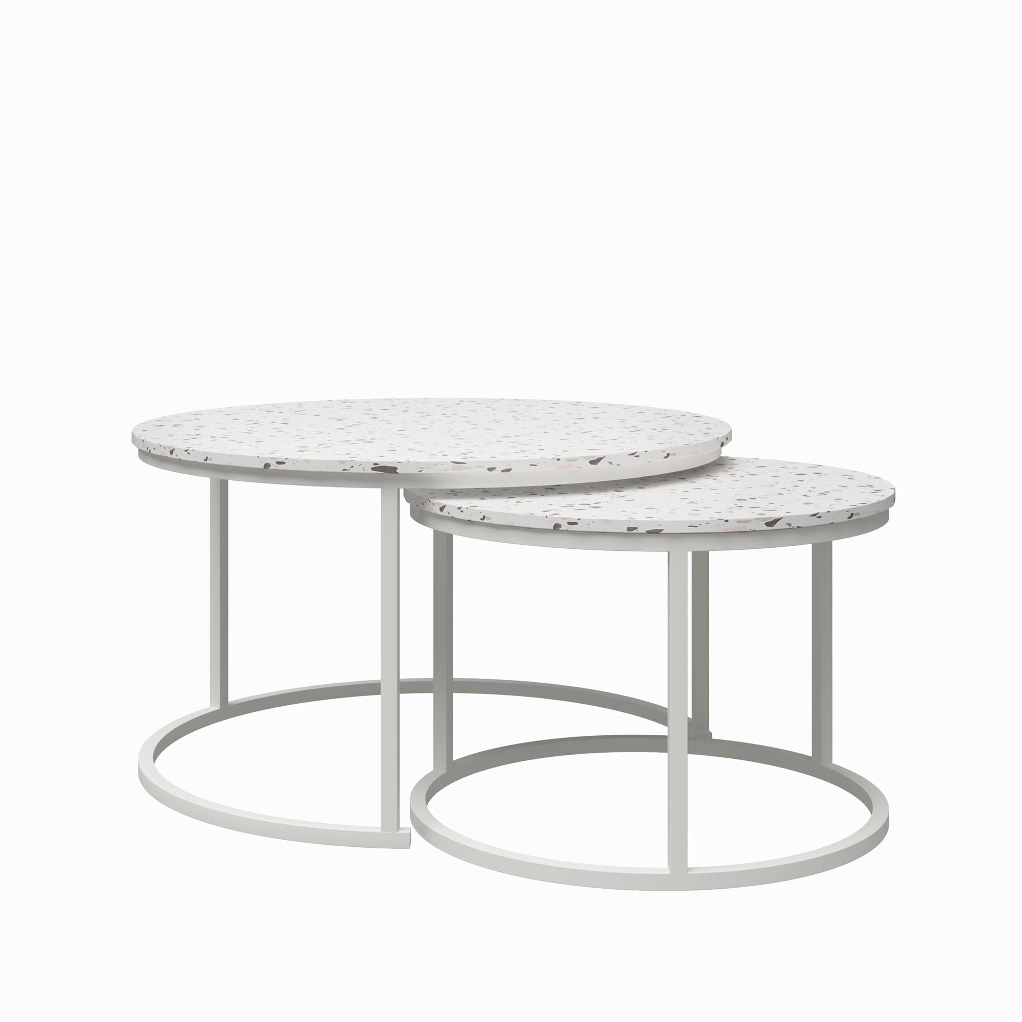 Amelia Round White Metal Nesting Coffee Tables