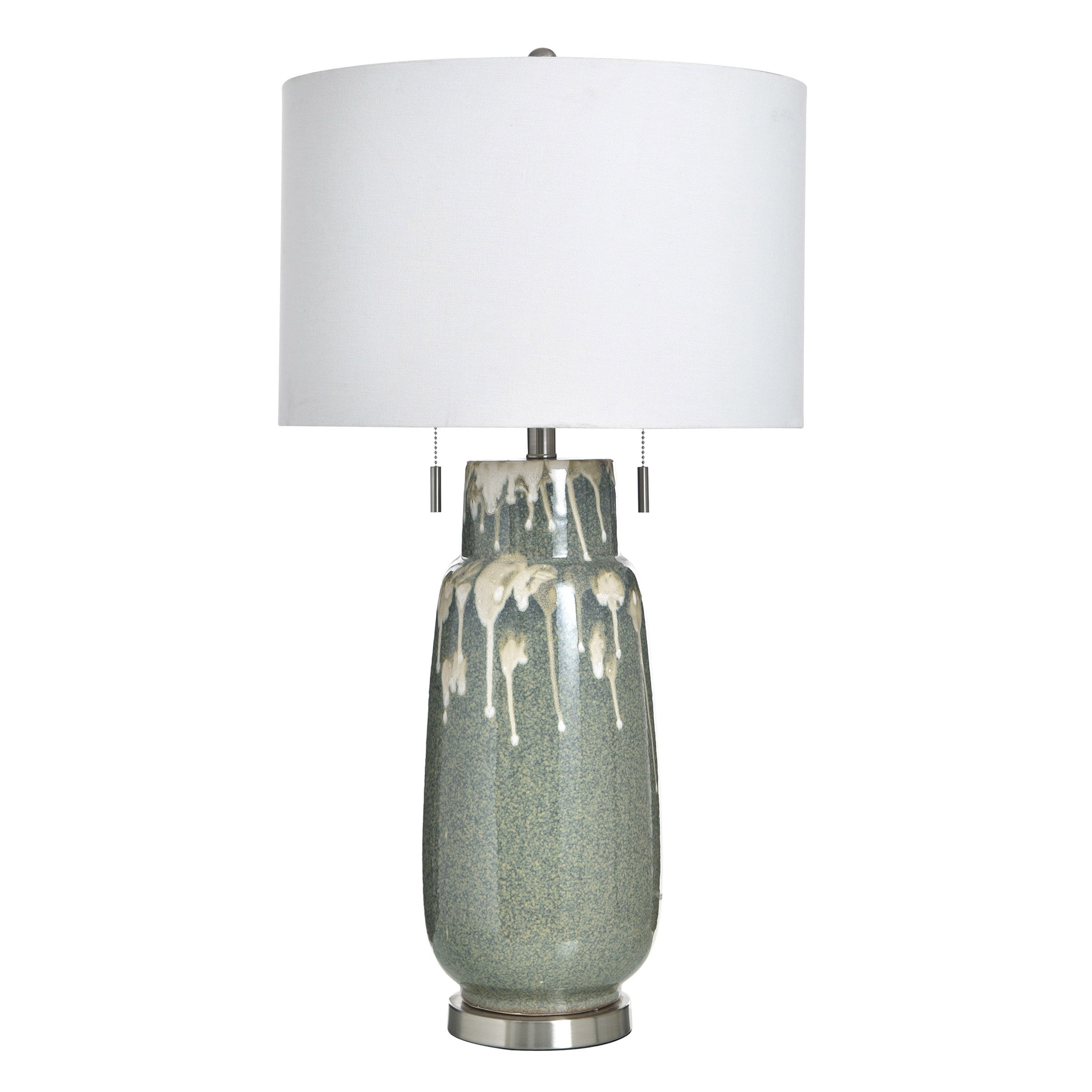 StyleCraft Home Collection Ceramic Table Lamp - Rovine Sage - White Shade